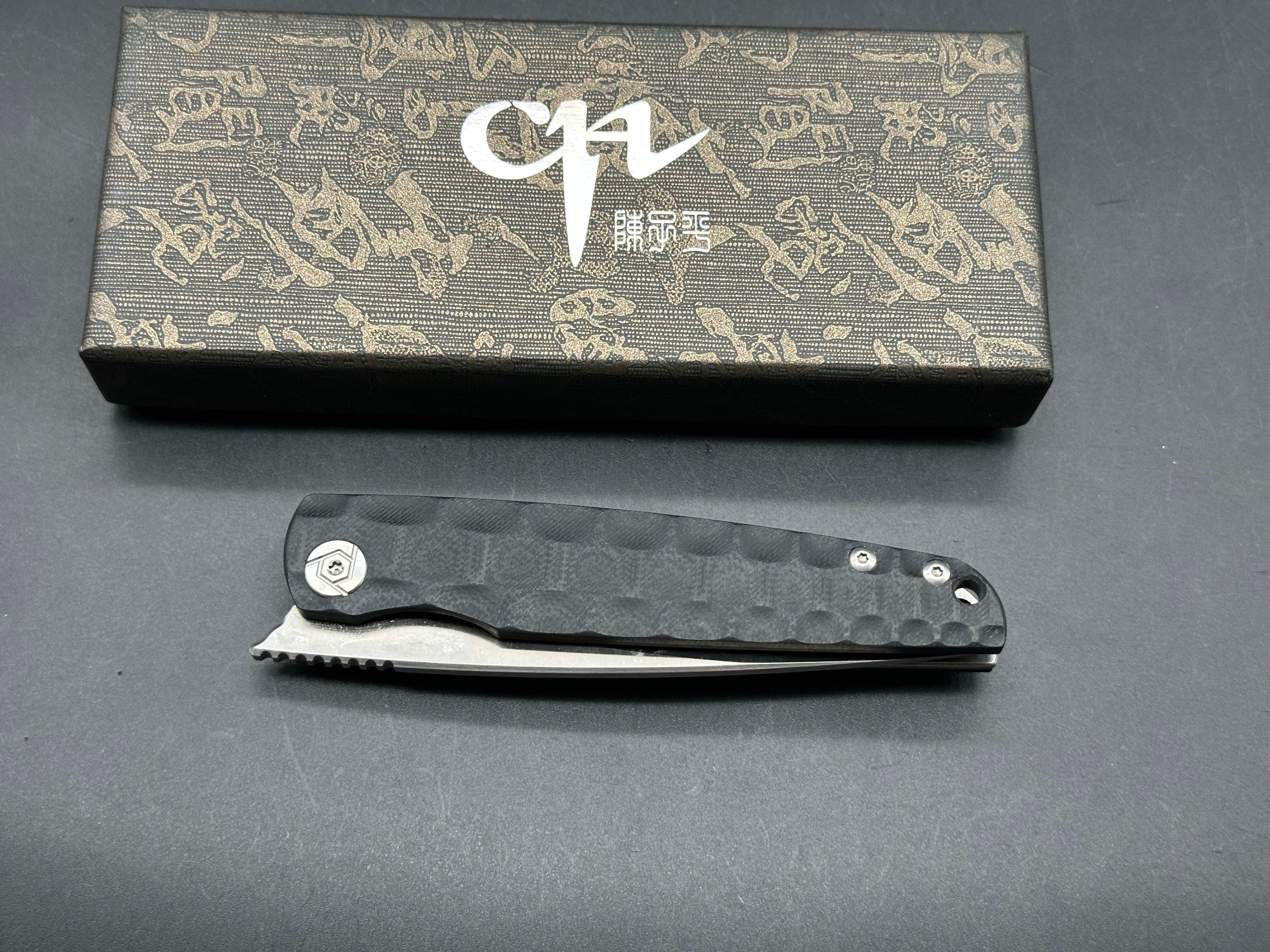 CH Folding Knife Black G10 Handle D2 Plain Edge Satin Finish CH3541-G10-BLK