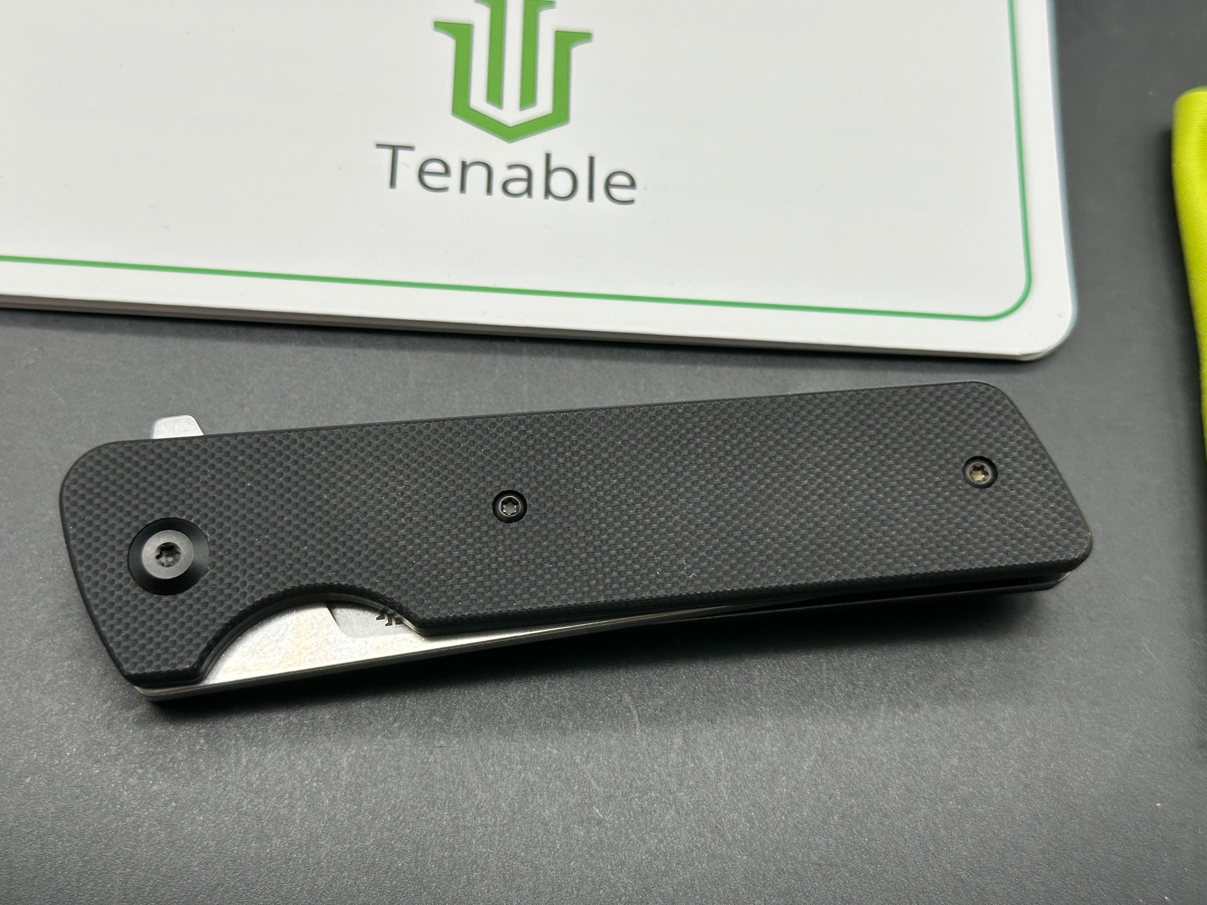 Tenable Anomaly Folding Knife Black G10 Handle Nitro-V Plain Edge Stonewash Finish