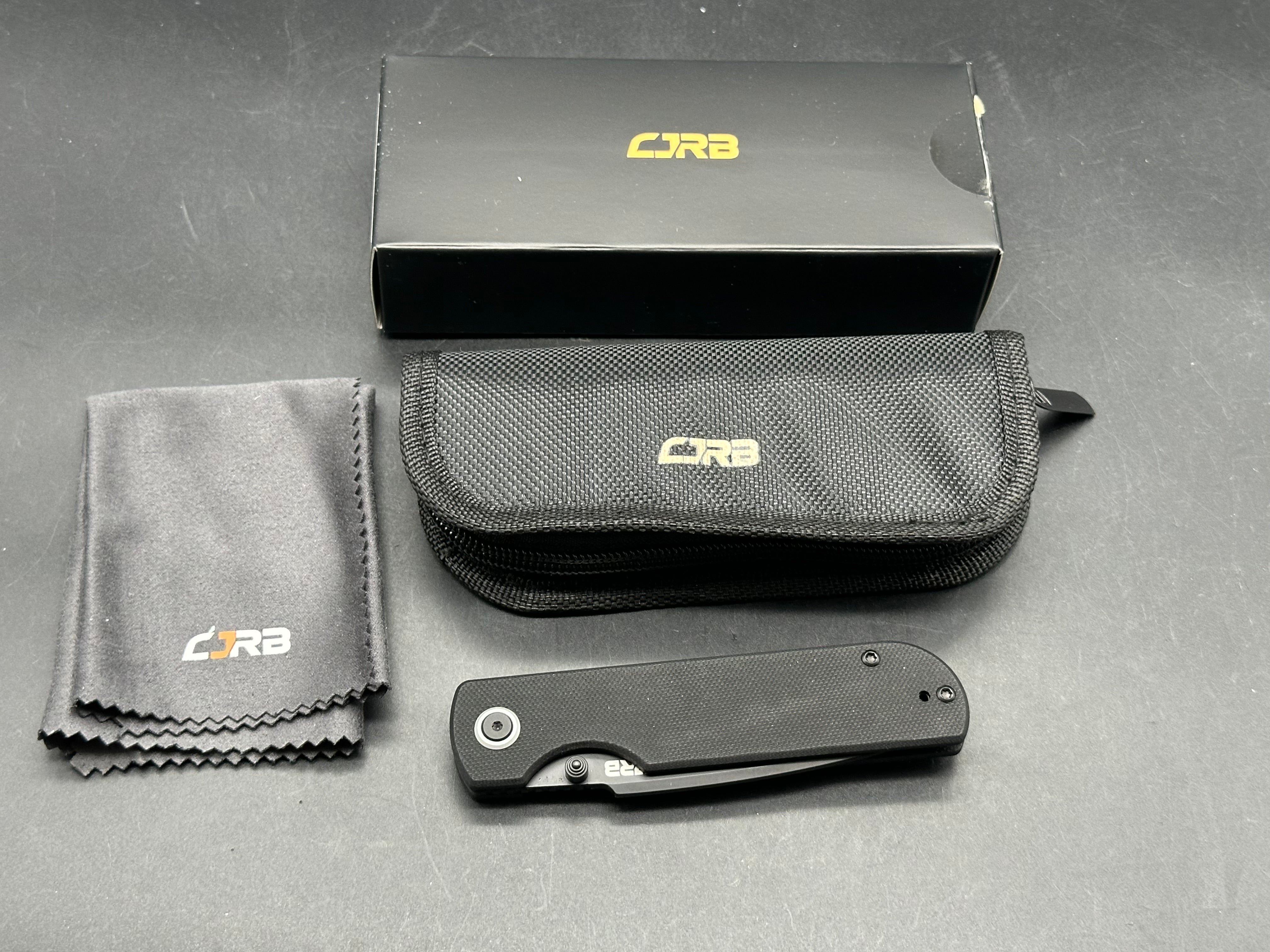 CJRB Nova Folding Knife Black G10 Handle AR-RPM9 Tanto Plain Black Blade