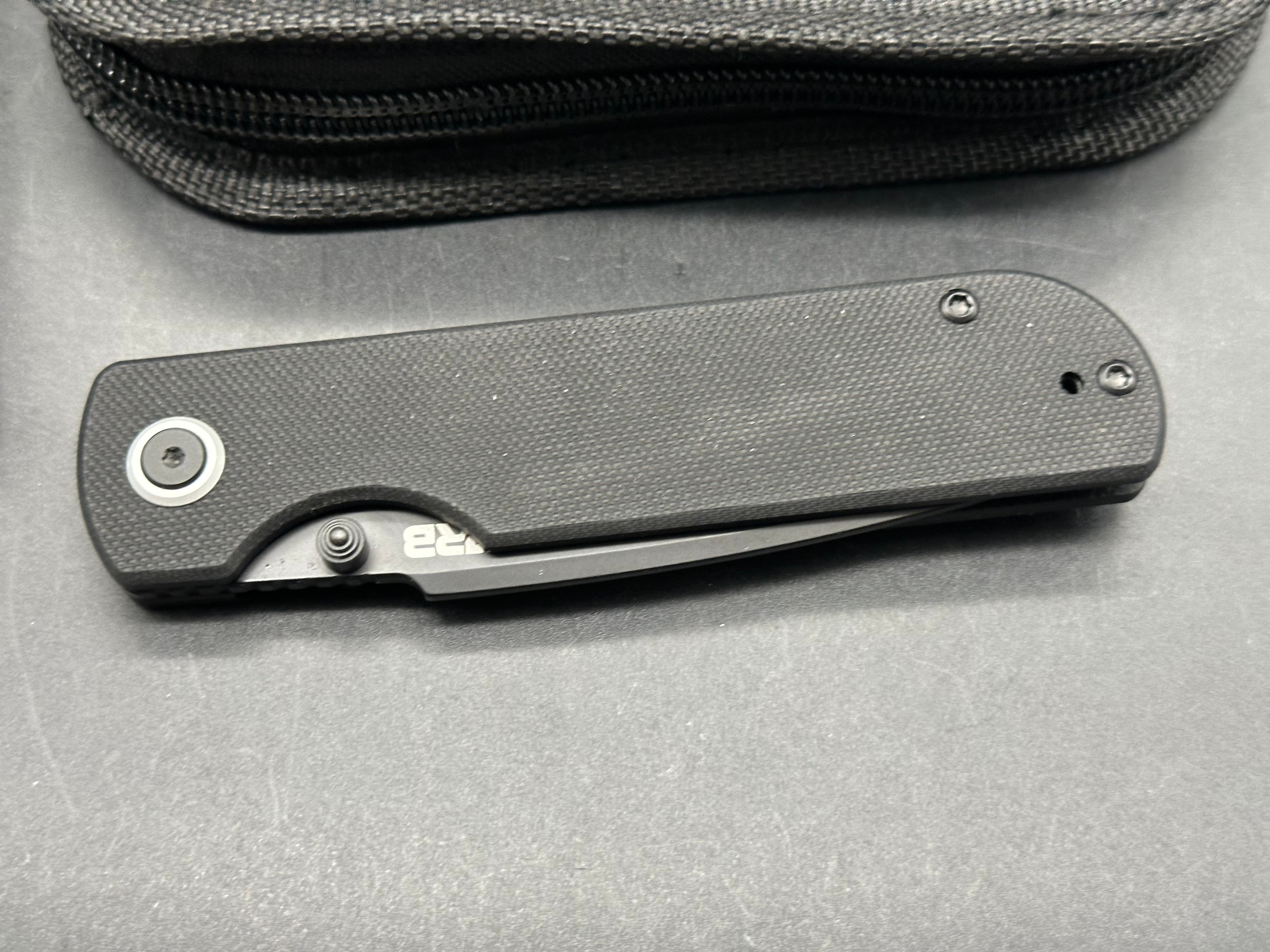 CJRB Nova Folding Knife Black G10 Handle AR-RPM9 Tanto Plain Black Blade