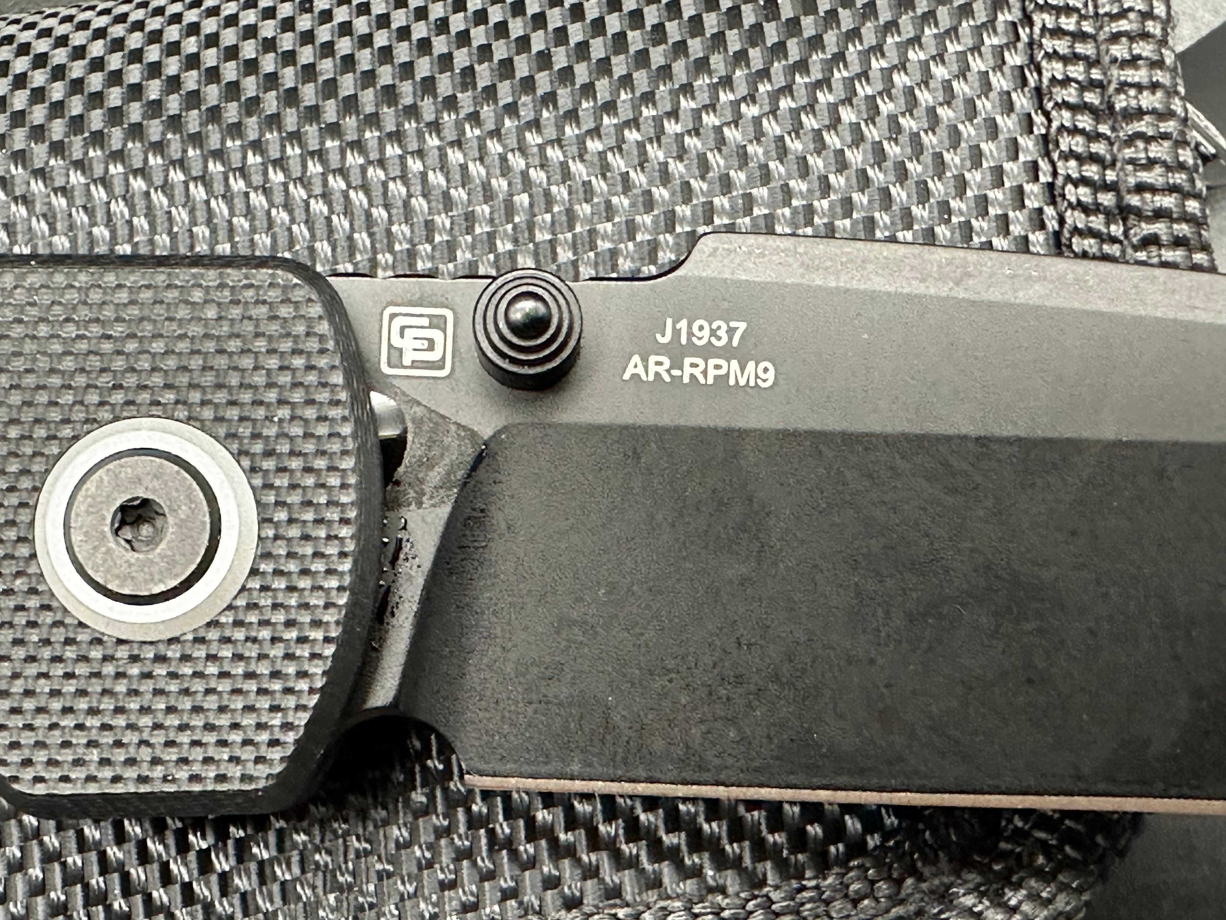 CJRB Nova Folding Knife Black G10 Handle AR-RPM9 Tanto Plain Black Blade