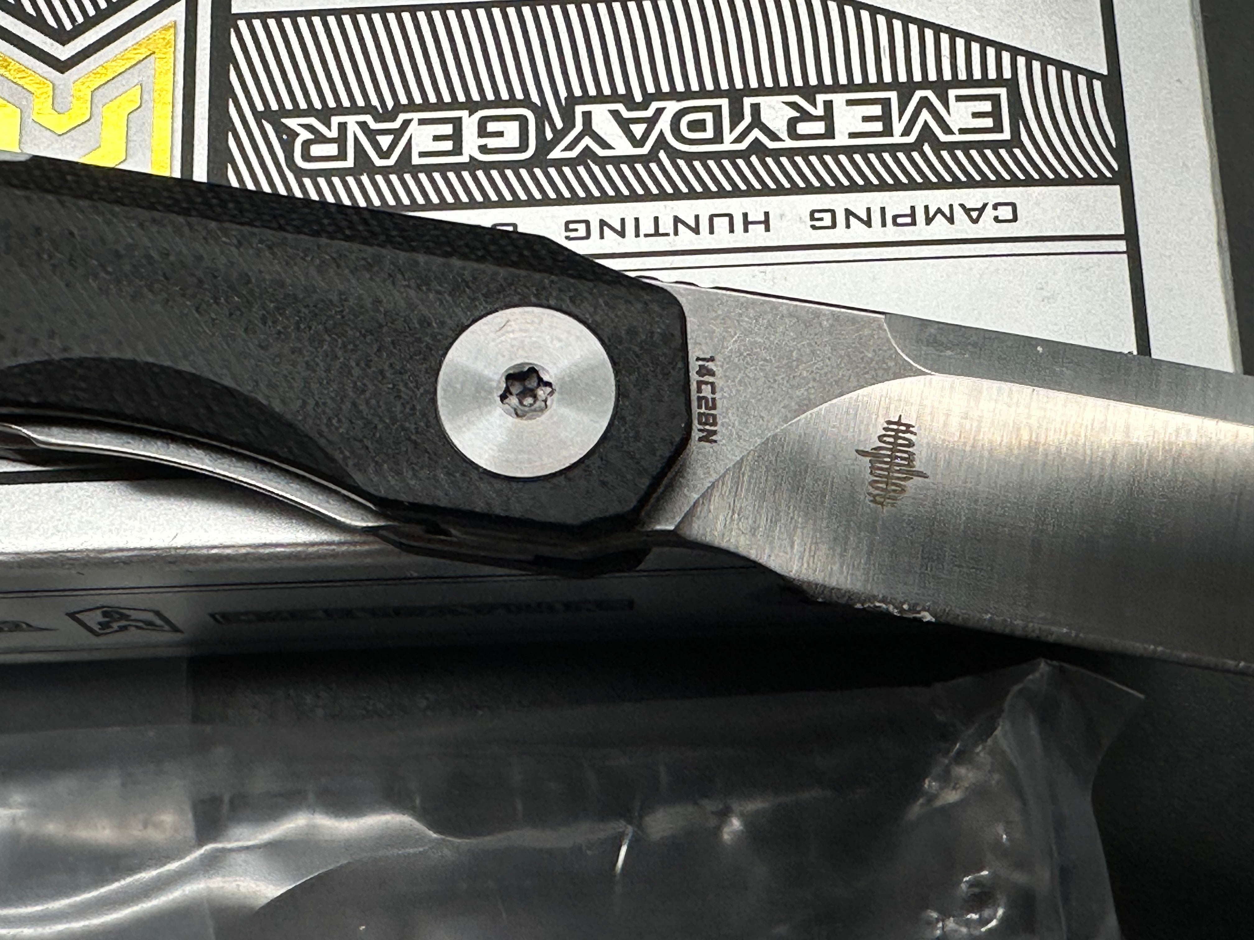 Bestechman Lanza Folding Knife Black/White G10 Handle 14C28N Plain Edge Stonewash/Satin Finish