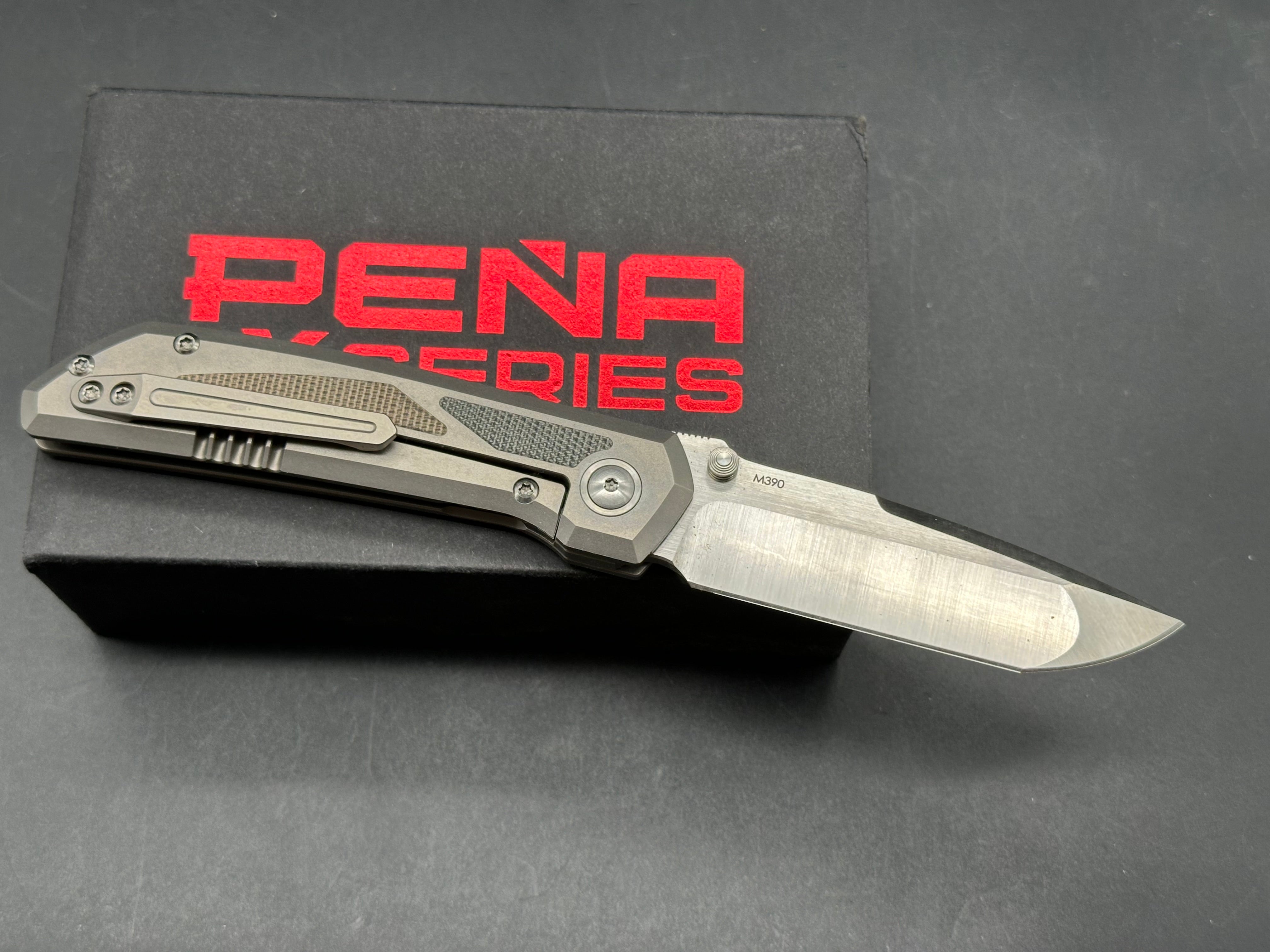 Peña Mulea Tanto titanium/micarta handle w/M390 blade