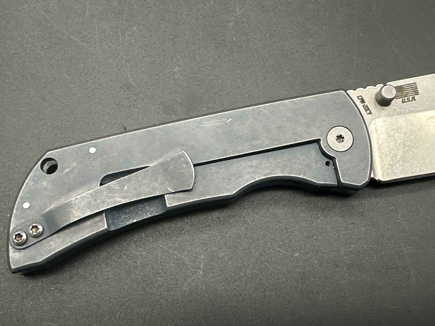 McNees Knives PM Mac 2 - 3.5", "Atomic" Blue Stonewash Titanium / Stonewash