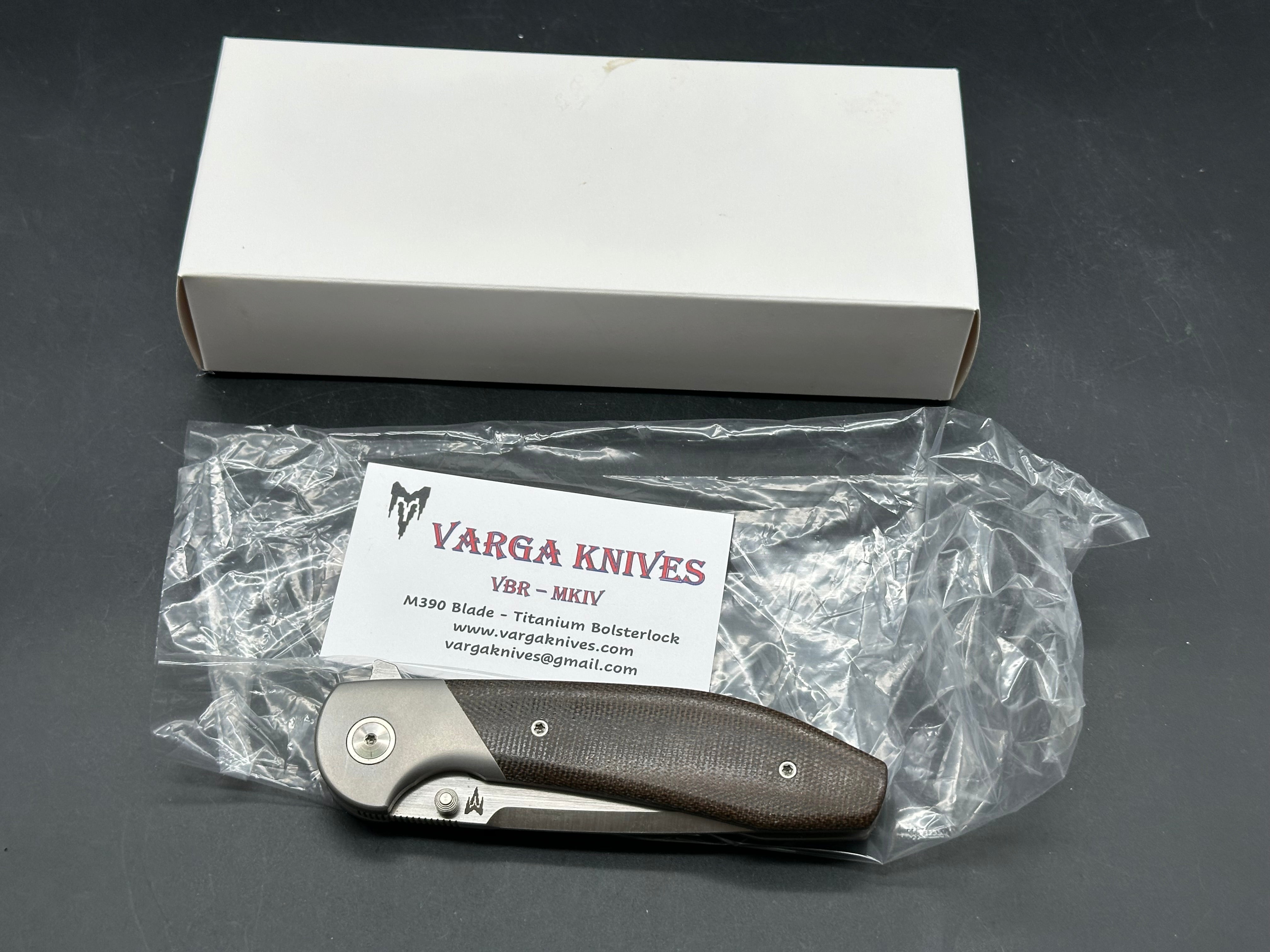 Varga Large VBR titanium/green micarta handle w/M390 blade