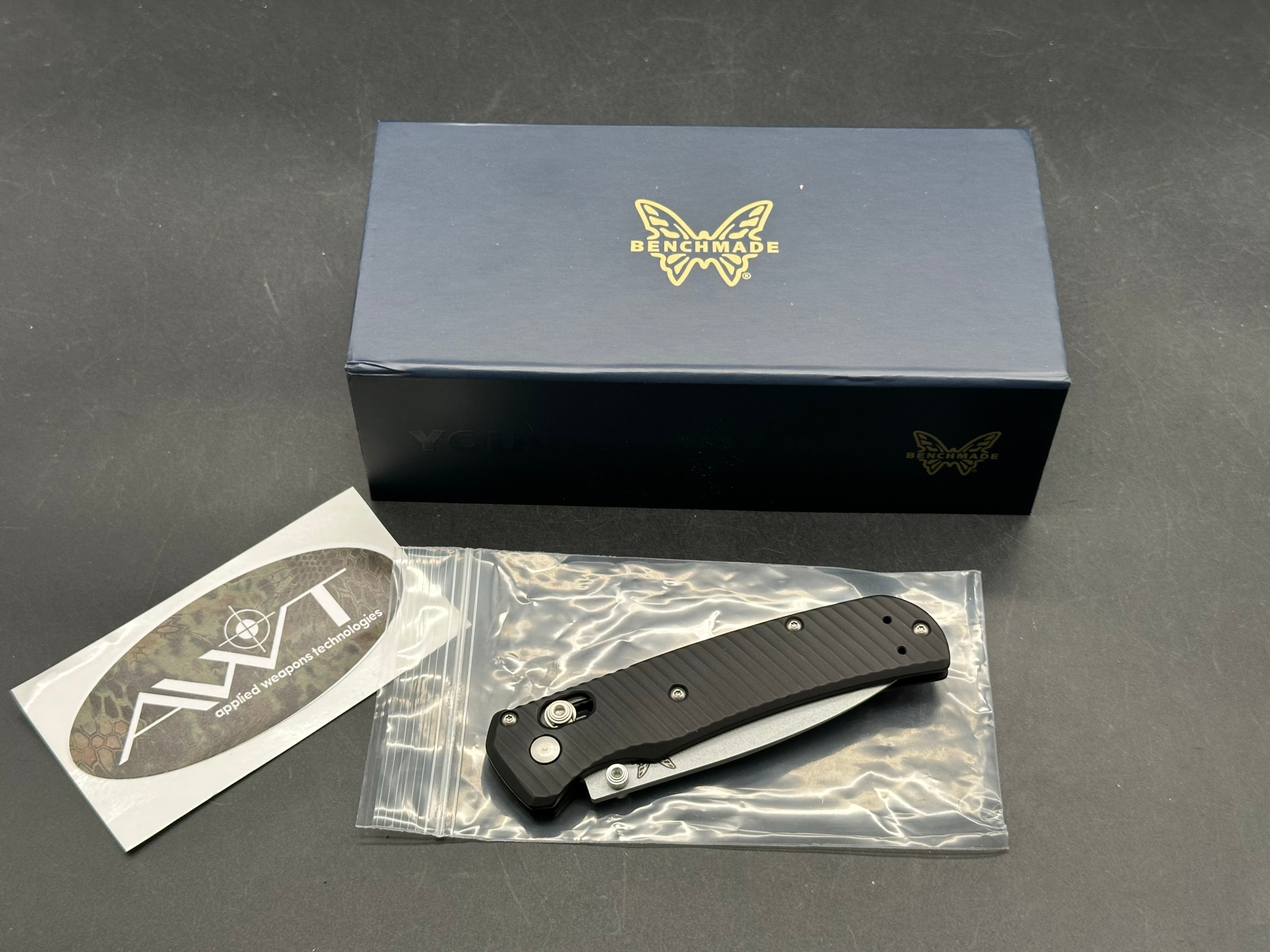 Benchmade Bugout-Custom 3.24" CPM S30V Crushed Silver Cerakote Blade with AWT Anodized Black Aluminum Scales