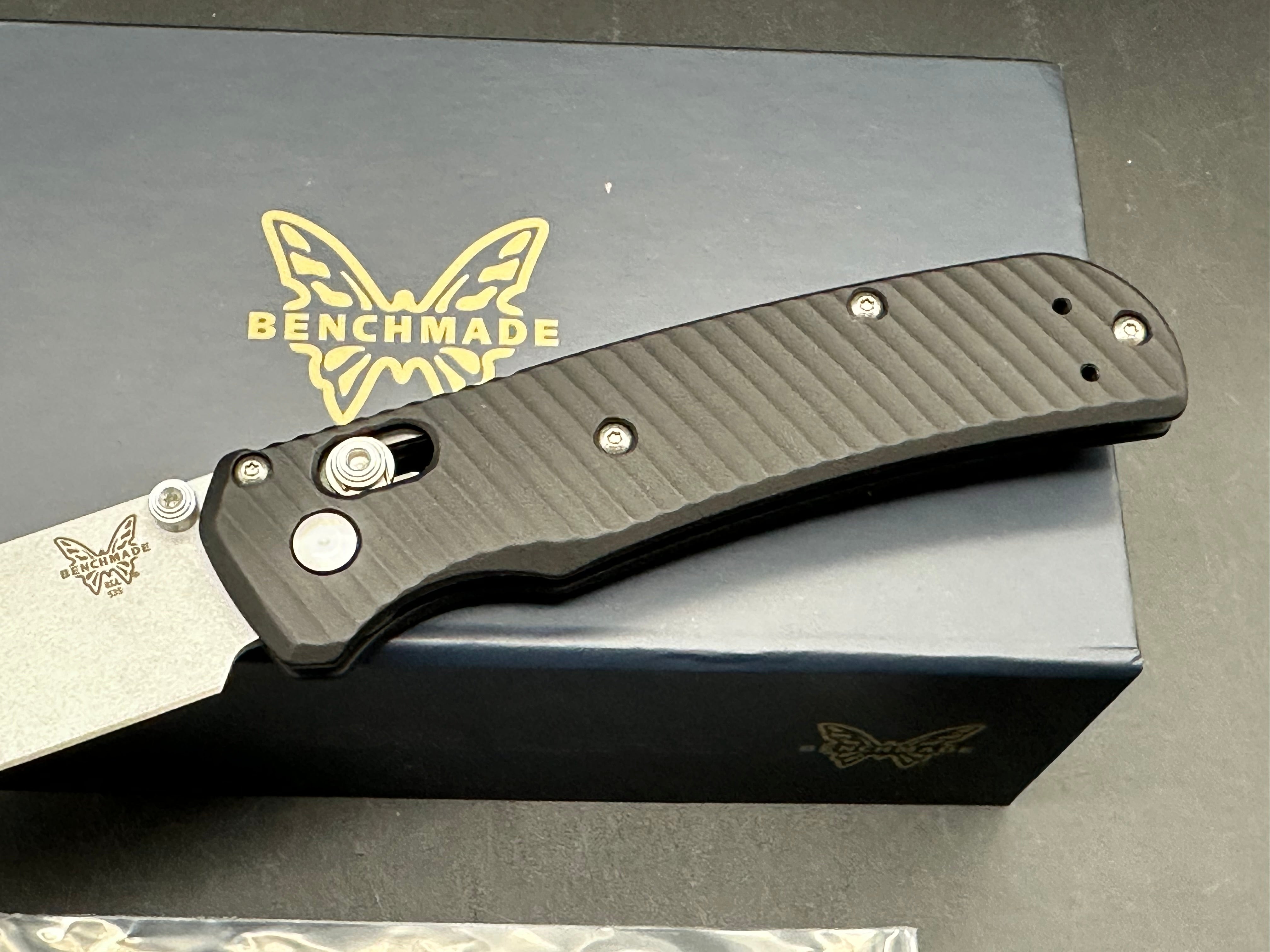 Benchmade Bugout-Custom 3.24" CPM S30V Crushed Silver Cerakote Blade with AWT Anodized Black Aluminum Scales