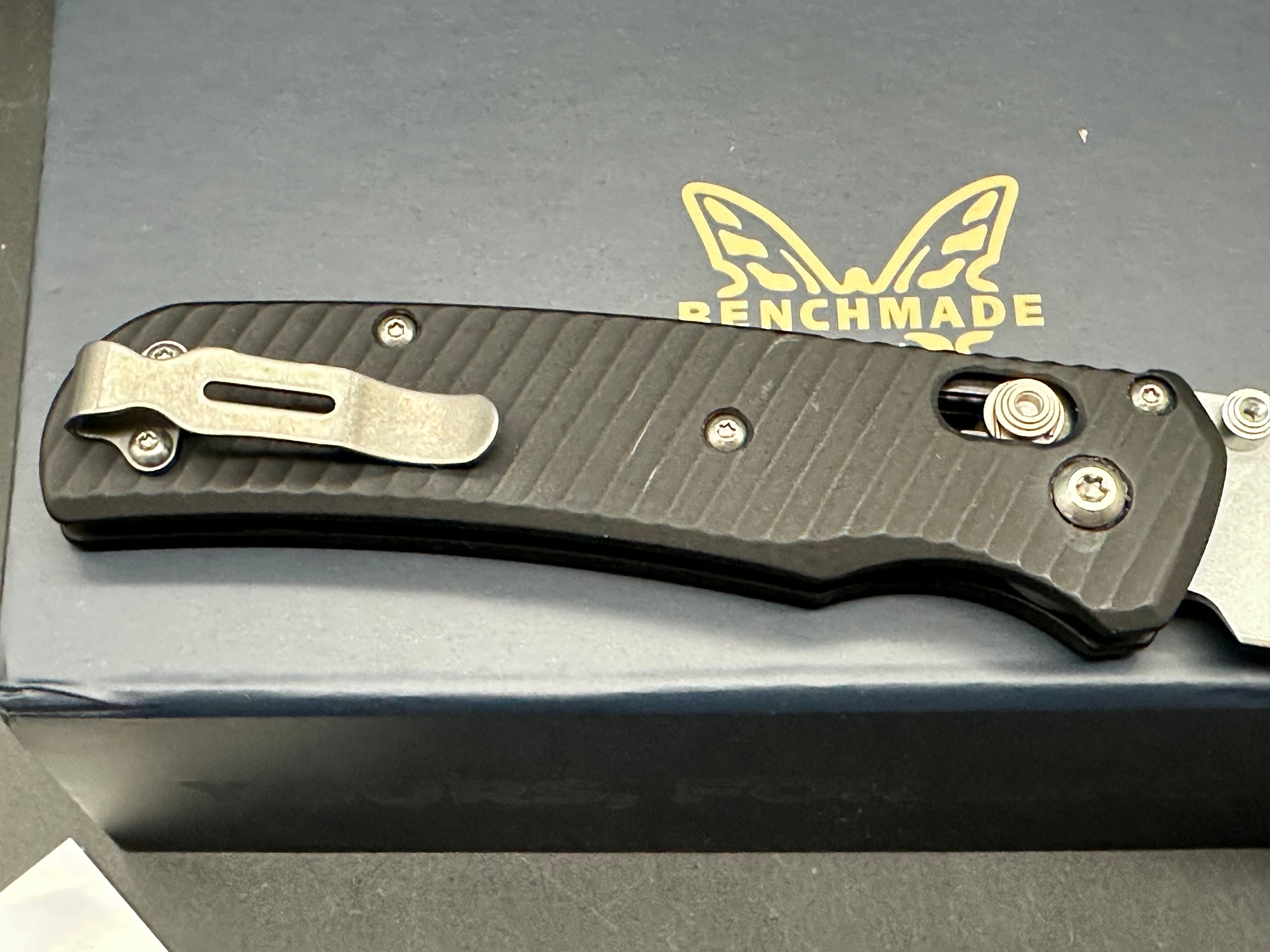 Benchmade Bugout-Custom 3.24" CPM S30V Crushed Silver Cerakote Blade with AWT Anodized Black Aluminum Scales
