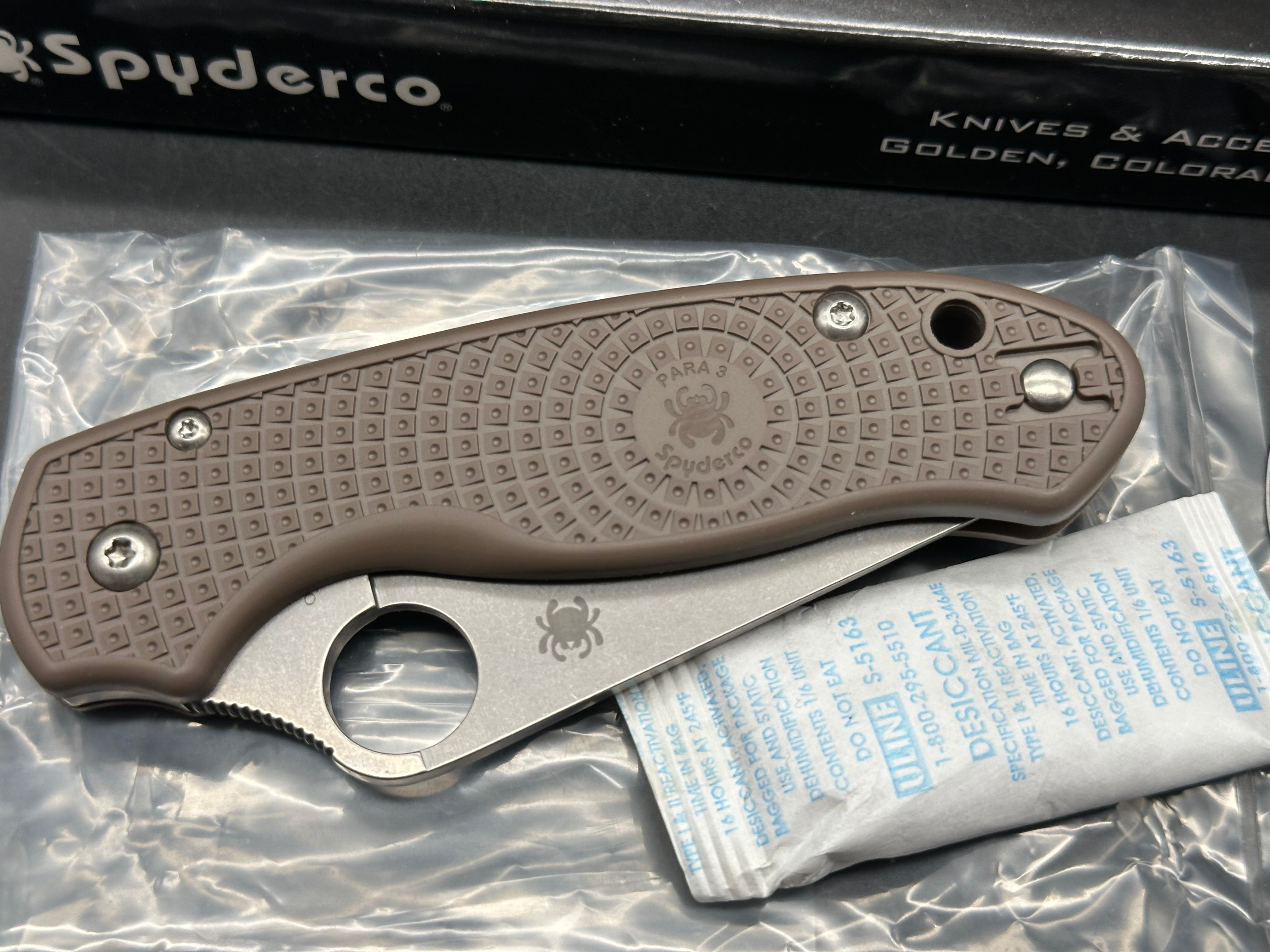 Spyderco Para 3 Lightweight - Sprint Run 2.93" CPM 15V Stonewash Blade with Brown FRN Scales