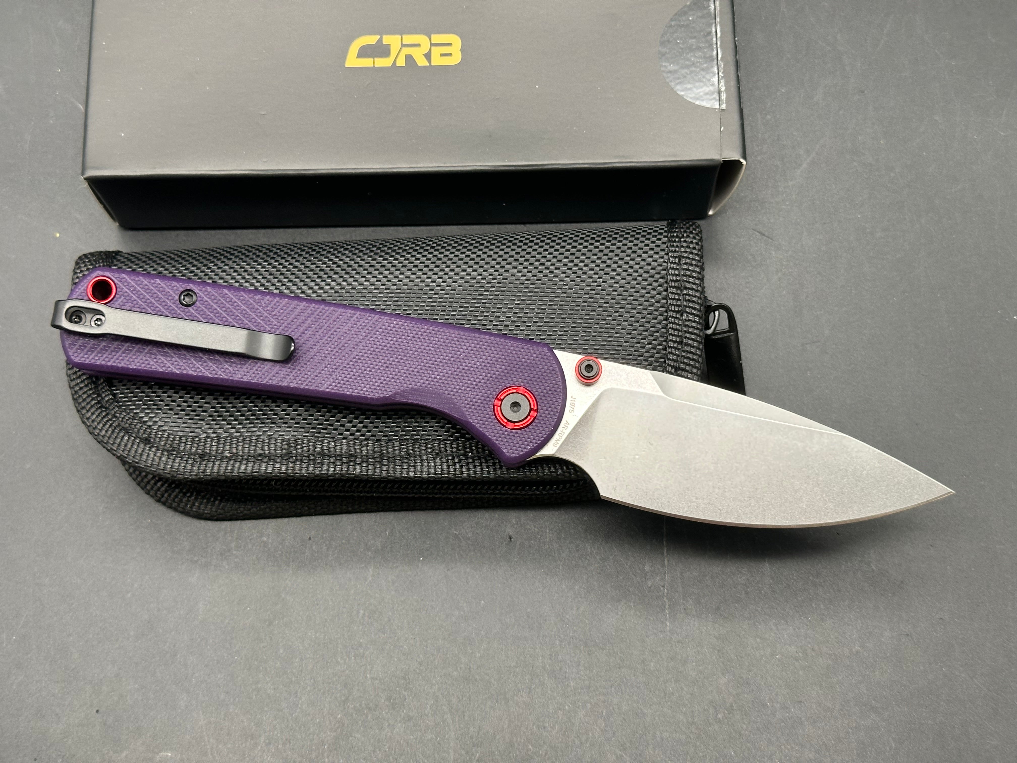 CJRB Latitude Top Liner Lock Knife Purple G10 Handle(3.47'' AR-RPM9 Blade)