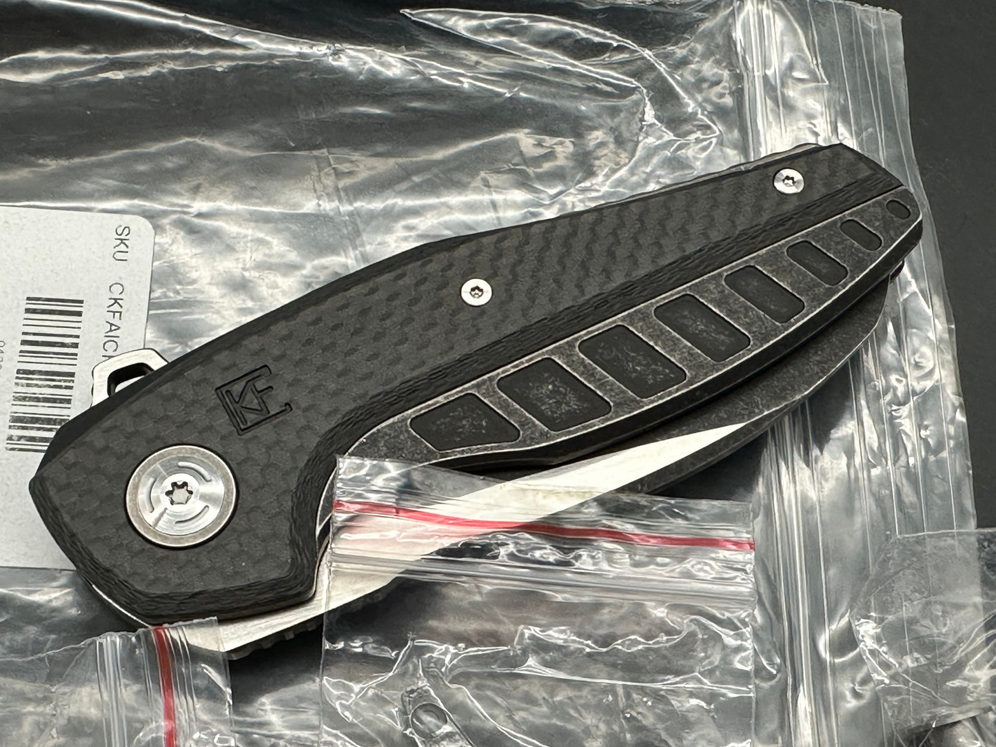 CKF Aich #43, Two-Tone Black Stonewashed/Hand Rubbed Satin M390 Blade