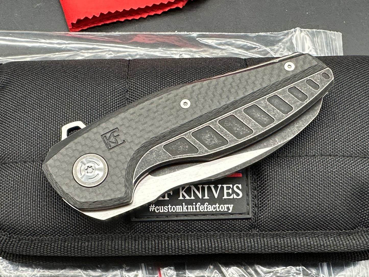 CKF Aich #43, Two-Tone Black Stonewashed/Hand Rubbed Satin M390 Blade