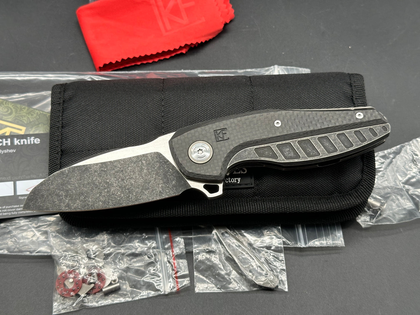 CKF Aich #43, Two-Tone Black Stonewashed/Hand Rubbed Satin M390 Blade