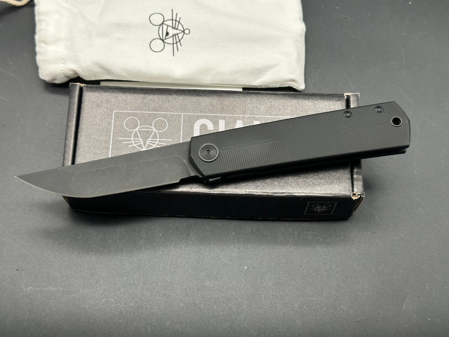 GiantMouse GMP9 #65, Black PVD CPM-20CV Blade, Black PVD Stonewashed Titanium Handles