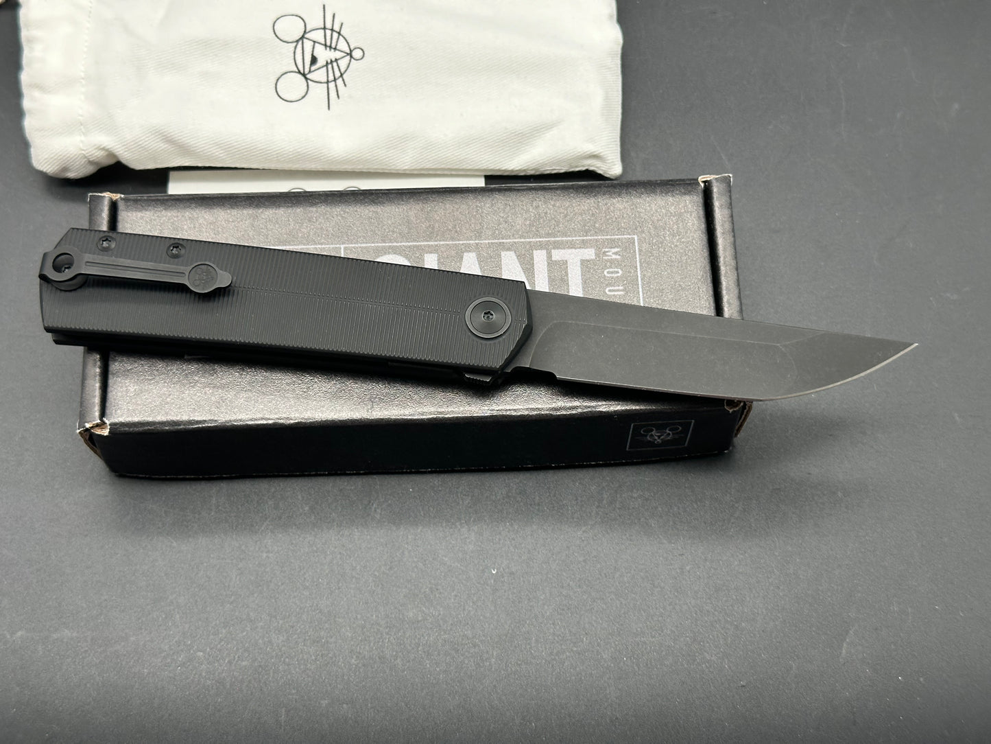 GiantMouse GMP9 #65, Black PVD CPM-20CV Blade, Black PVD Stonewashed Titanium Handles