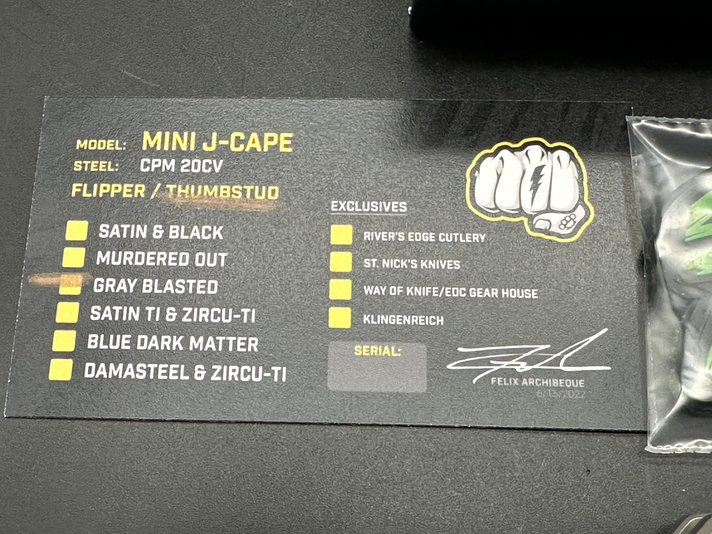 Something Obscene Company (SOC) Mini J-Cape Non-Flipper