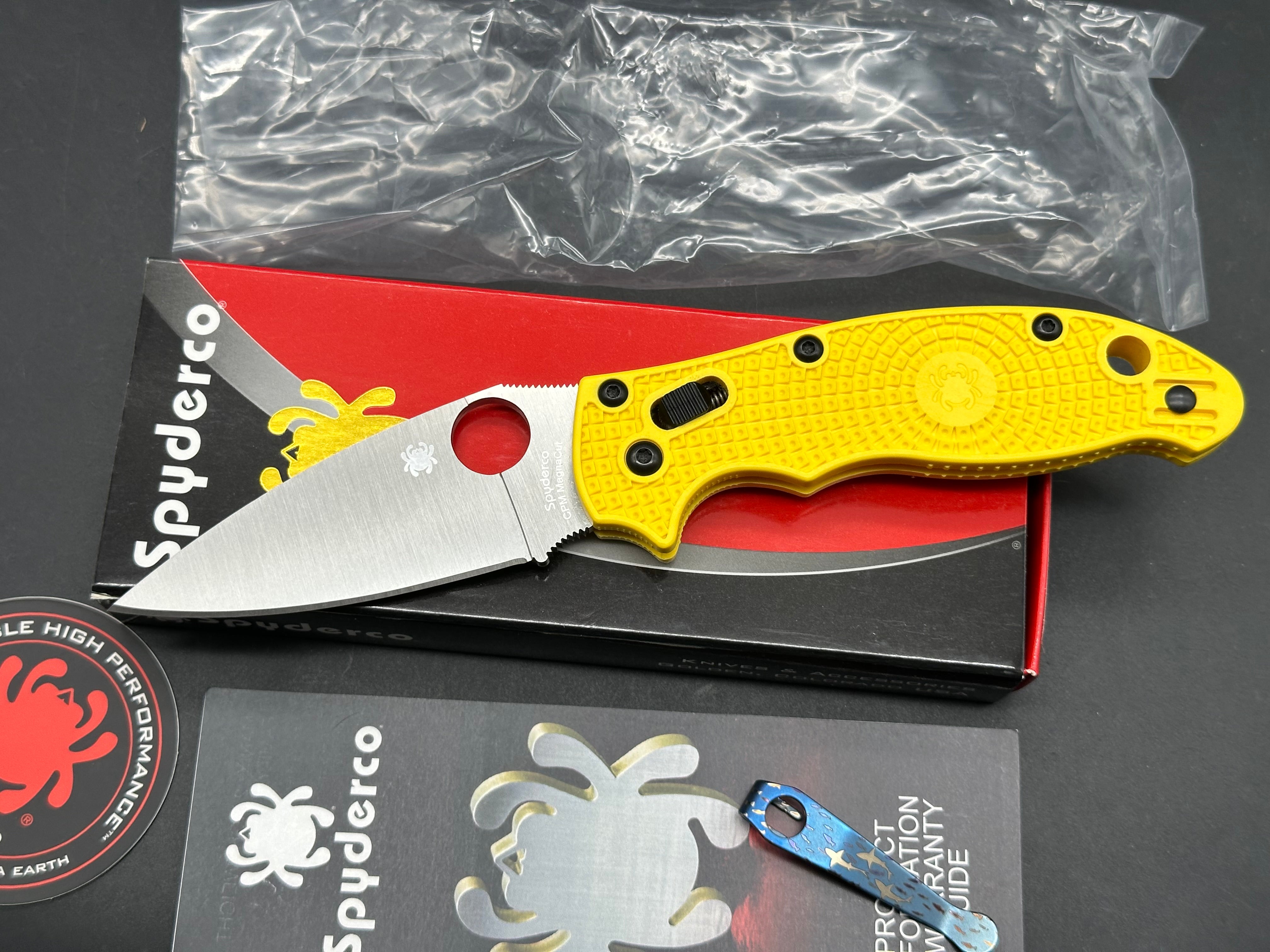 SPYDERCO MANIX 2 SALT Magnacut 3.375" NEW/UNUSED W/ LYNCH DEEP CARRY CLIP