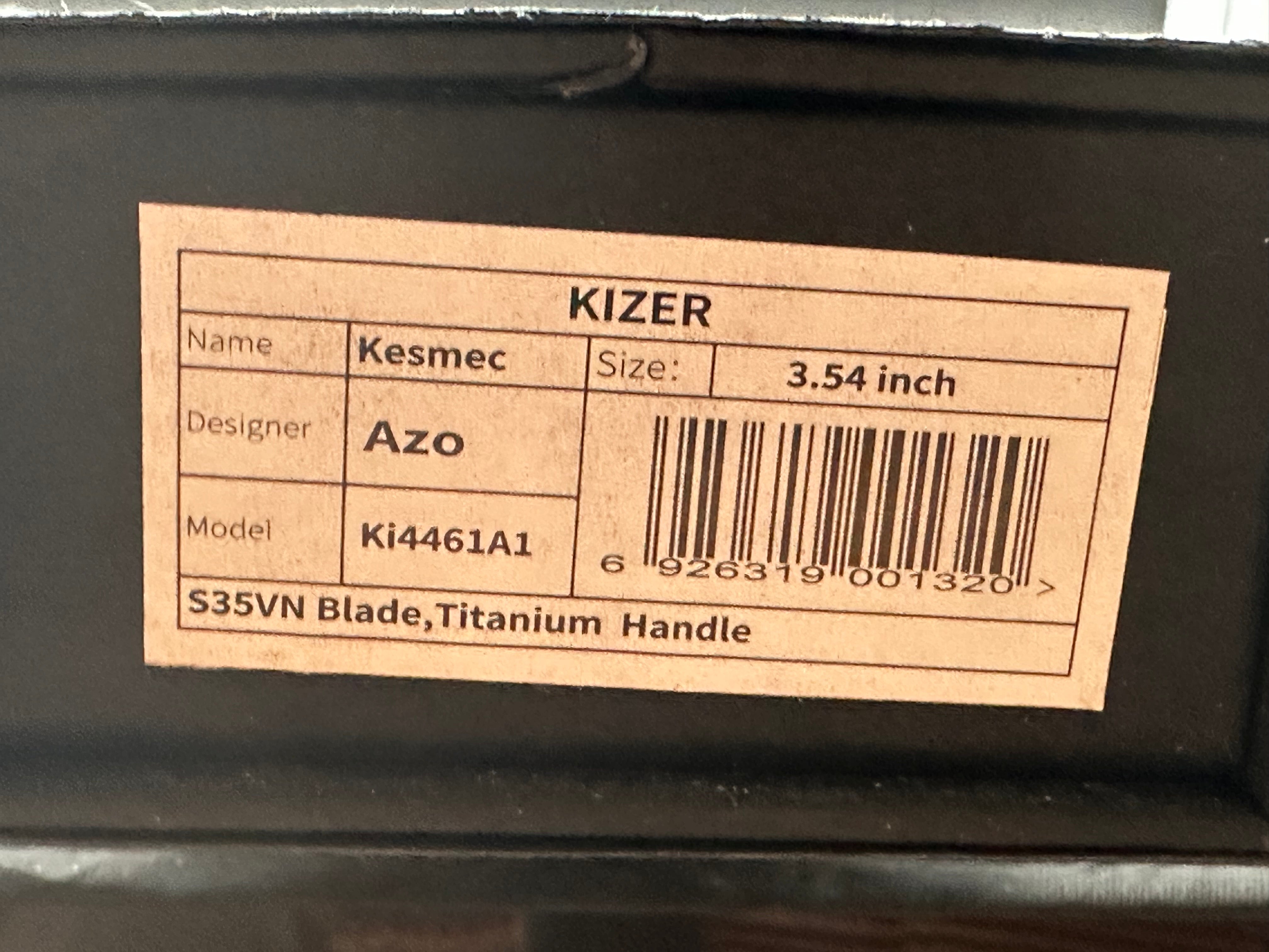 KIZER KESMEC 3.5" FLAME ANODIZED Ti FRAME S3SVN BLADE