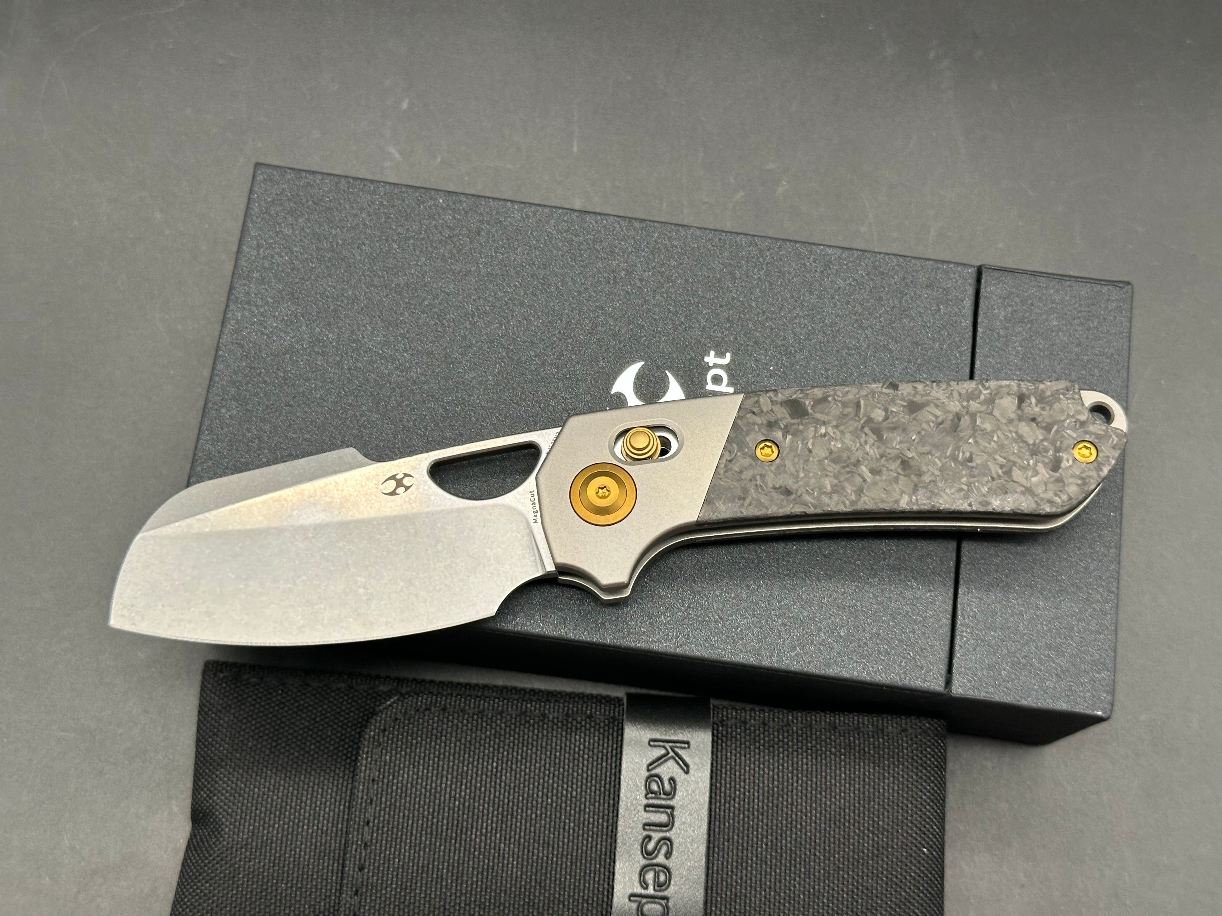 KANSEPT NAHAUL FOLDING KNIFE TITANIUM/CARBON FIBER HANDLE MAGNACUT