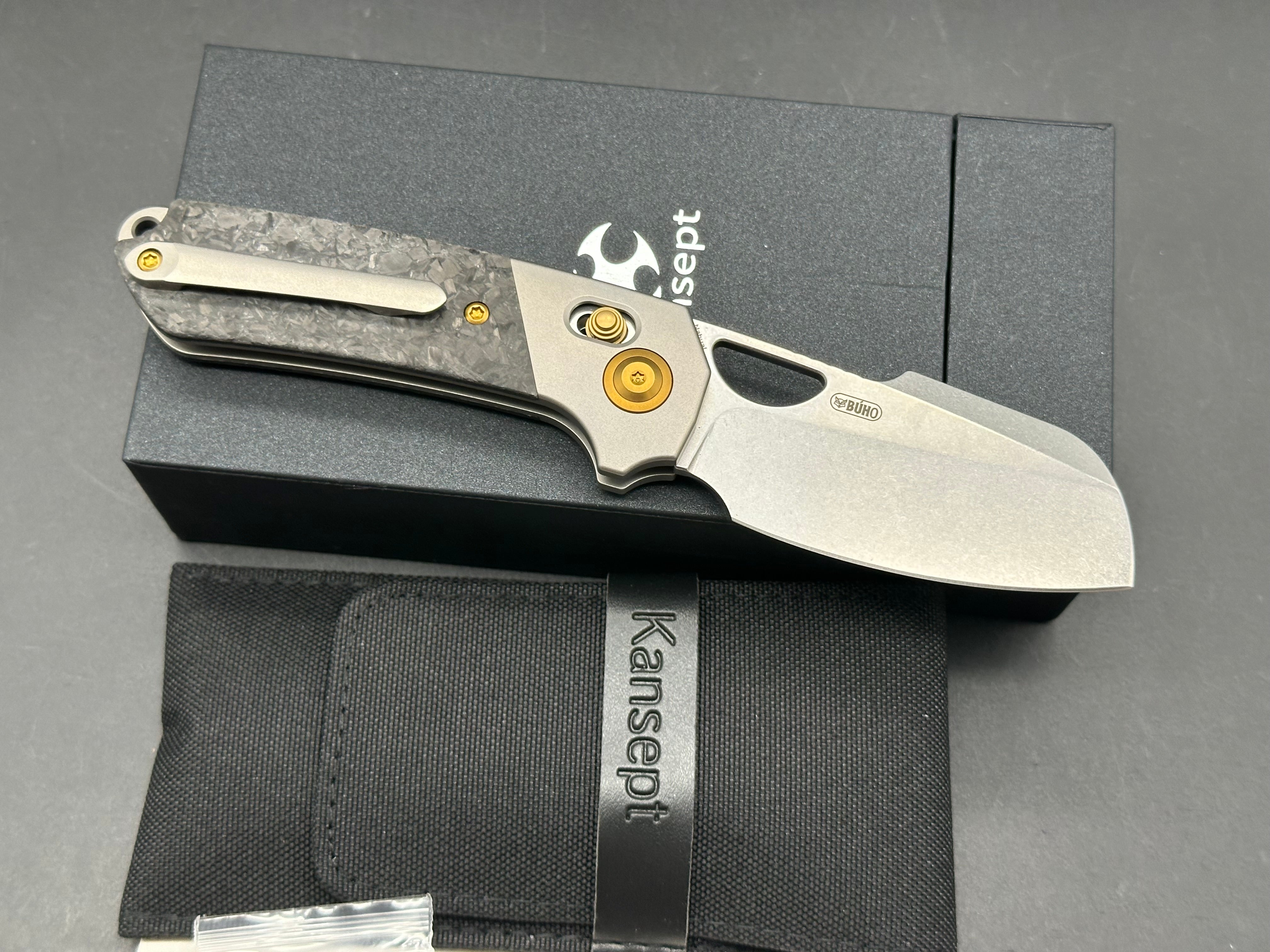 KANSEPT NAHAUL FOLDING KNIFE TITANIUM/CARBON FIBER HANDLE MAGNACUT