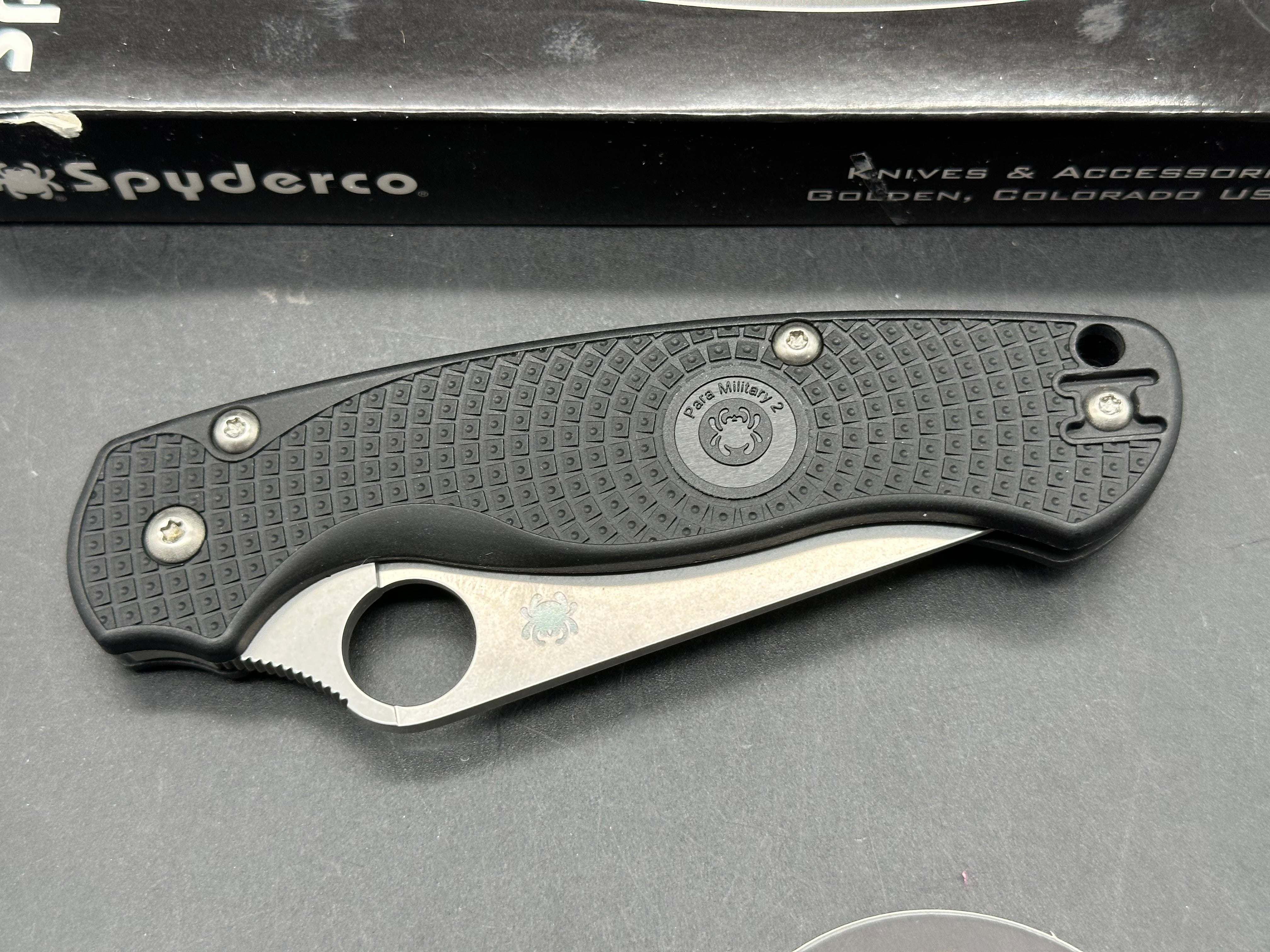 Spyderco Para Military 2 Lightweight 3.43" CTS BD1N Stonewash Blade with Black FRN