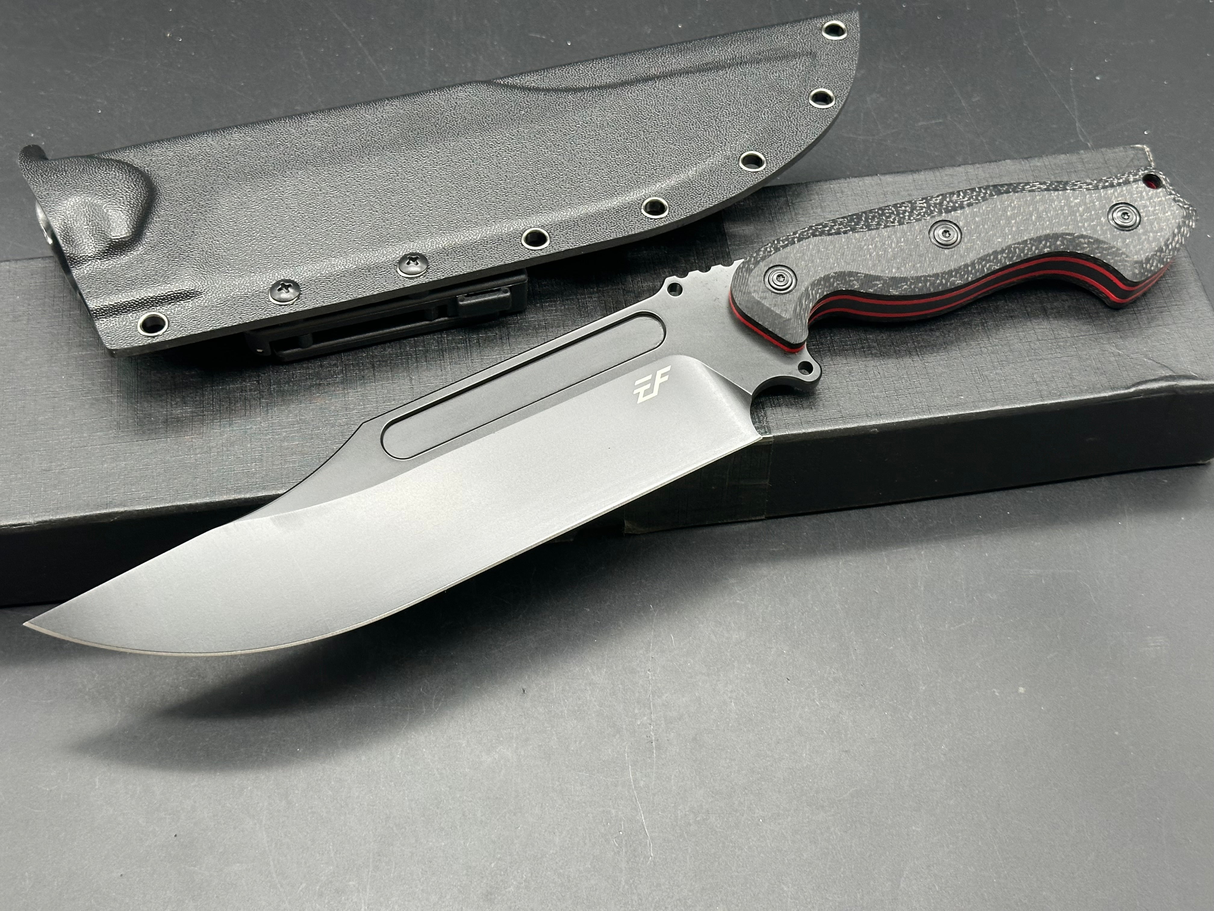 Eafengrow EF163 Full Tang Black Burlap handle Black DC53 Blade