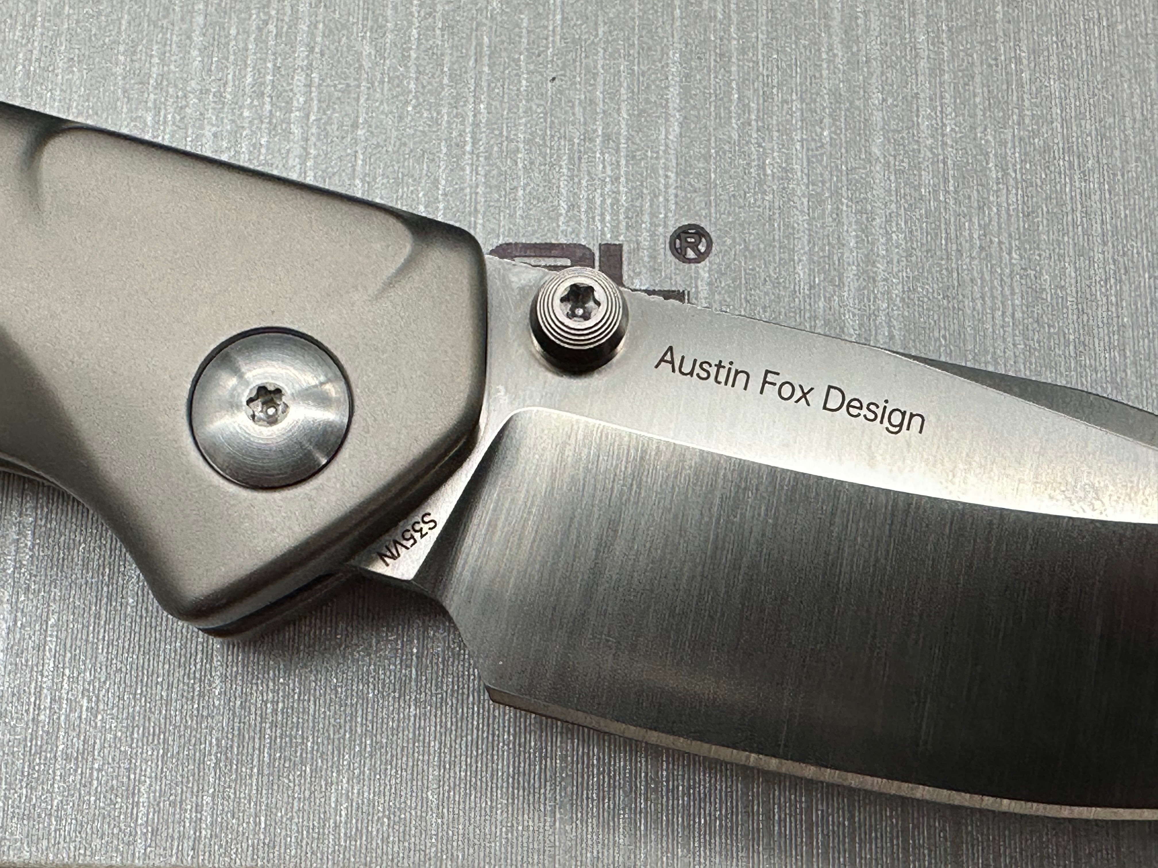 Real Steel Hoeft | S35VN | Titanium & Blue Damascus G10