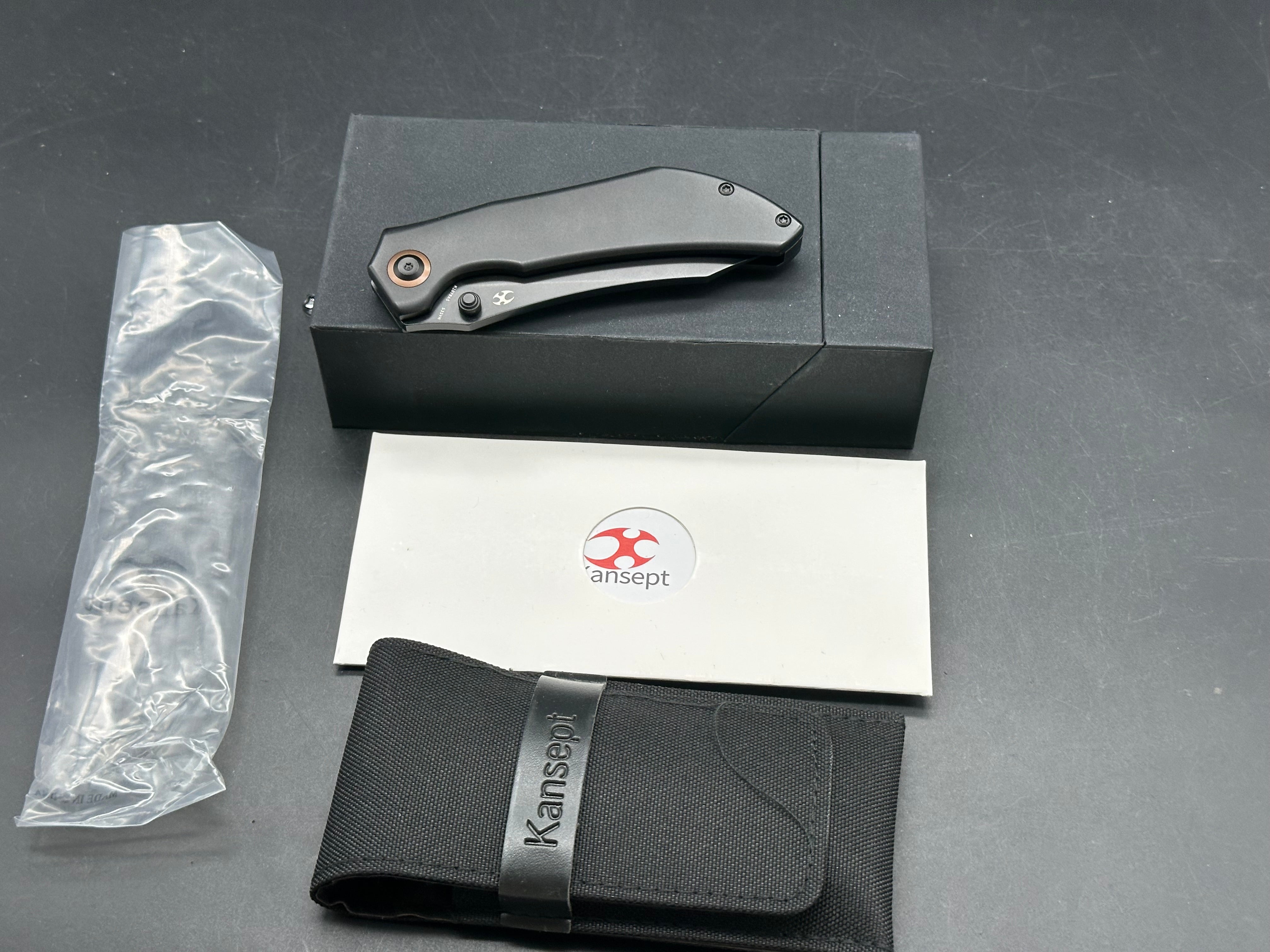 Kansept Knives Tipper Bronze Ano Titanium Handle Black CPM S35VN Blade