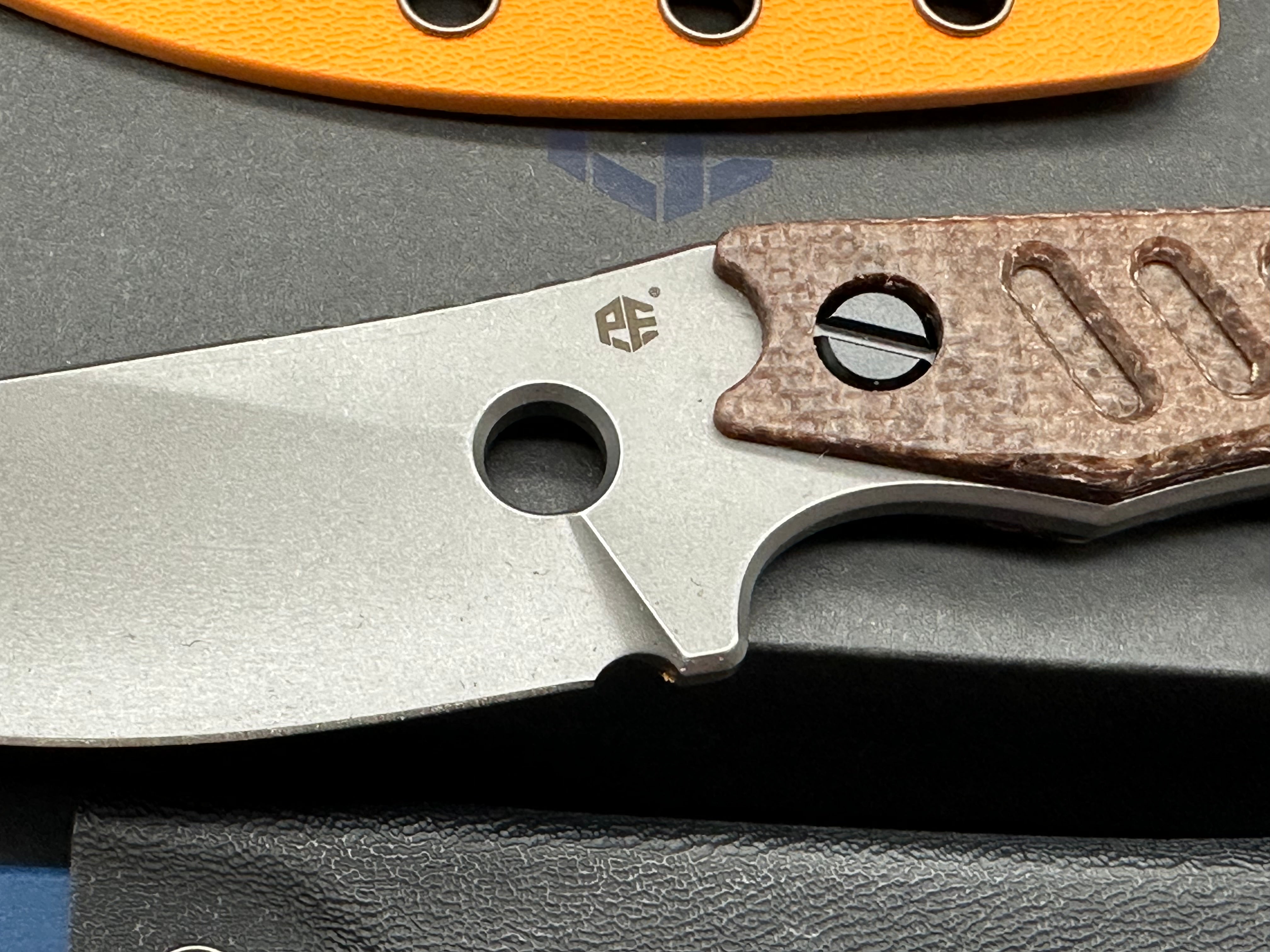 Petrified Fish PFE18 - Bison L, N690 Steel Skeleton knife W/extra scales