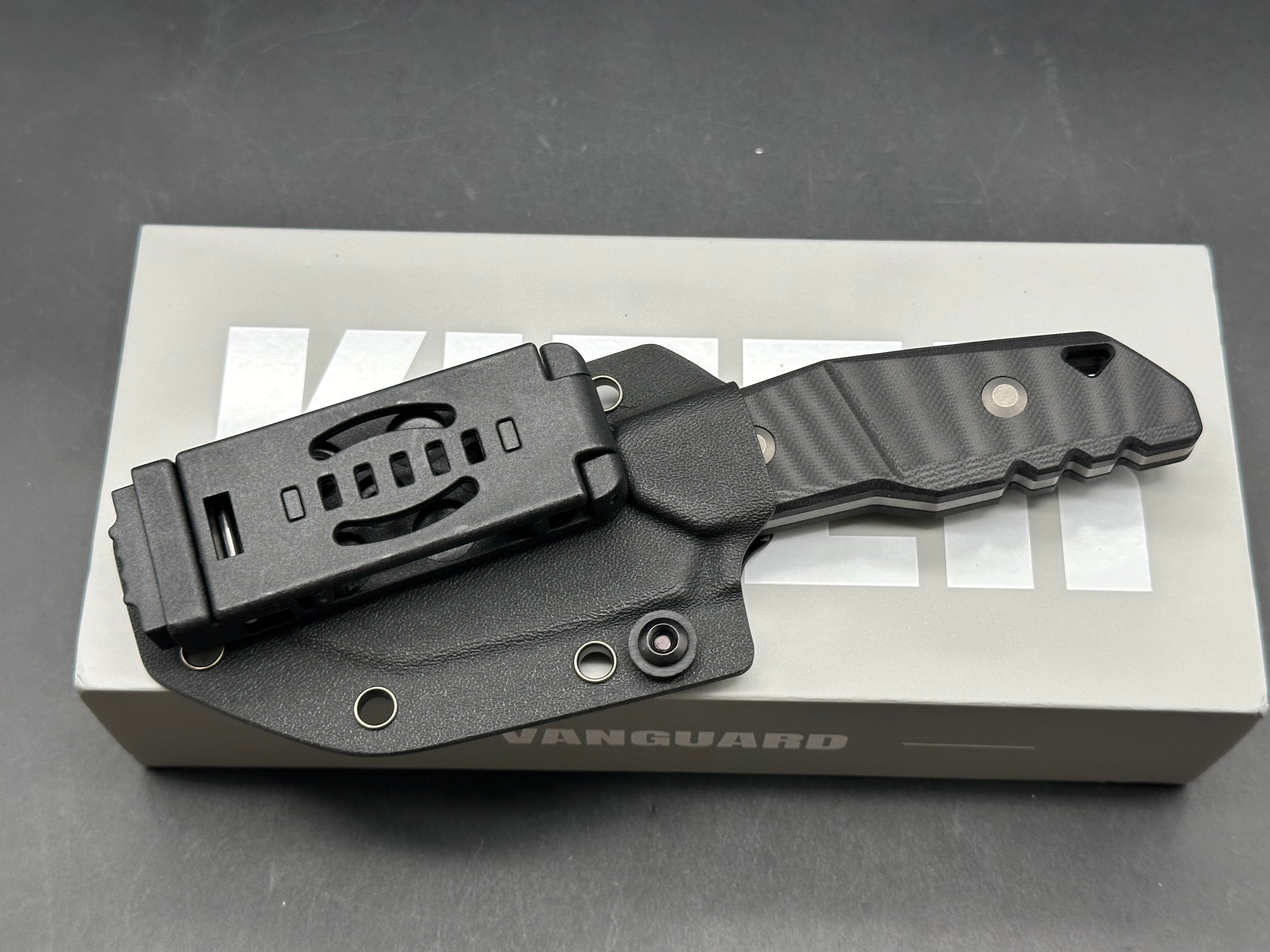 KIZER QUARTZ FIXED BLADE KNIFE BLACK G10 HANDLE AEB-L TANTO PLAIN EDGE GRAY STONEWASH FINISH