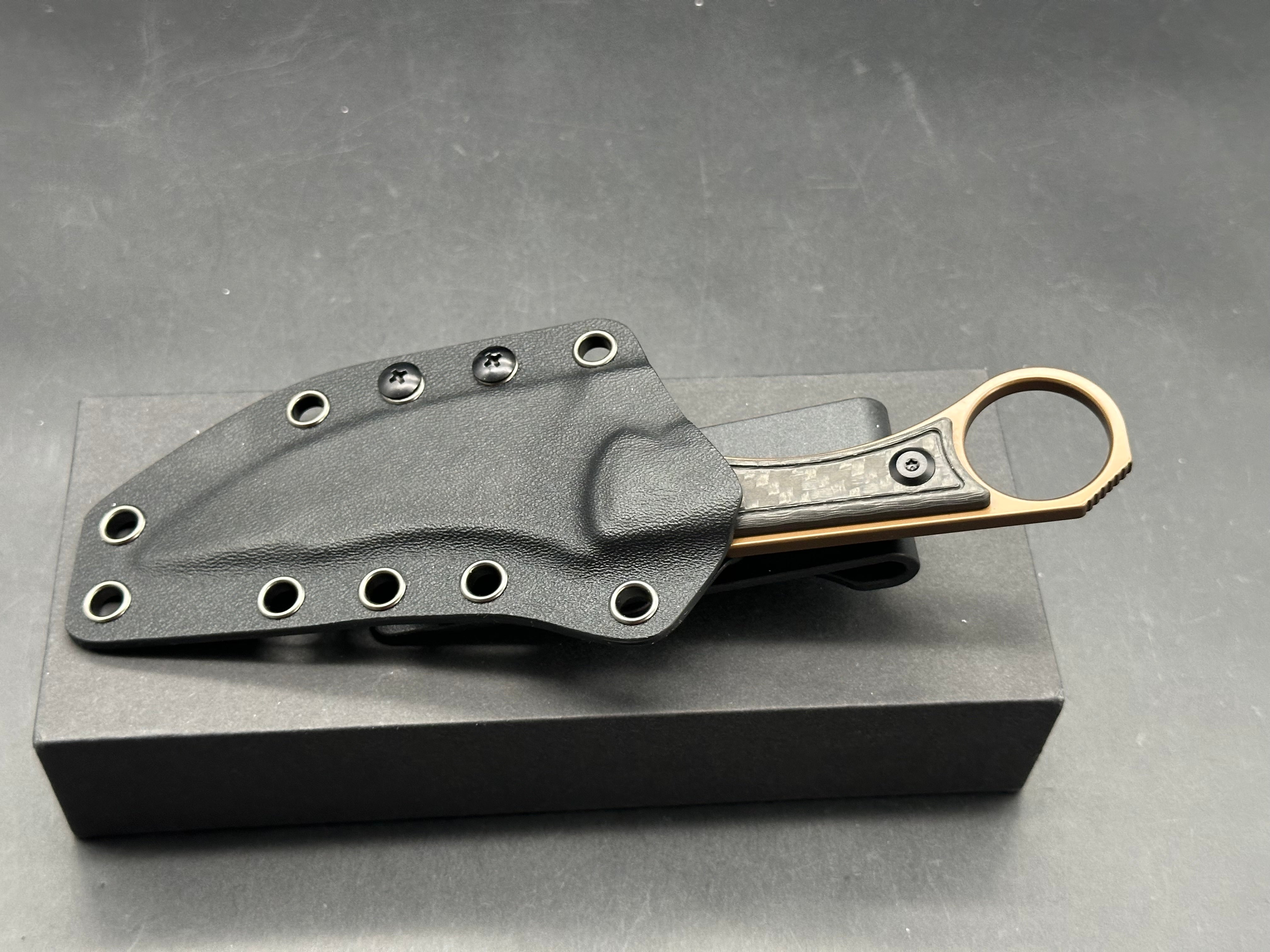 KANSEPT NIKO TWILL CARBON FIBER HANDLE (3.54''ROSE GOLD COATED D2 BLADE )