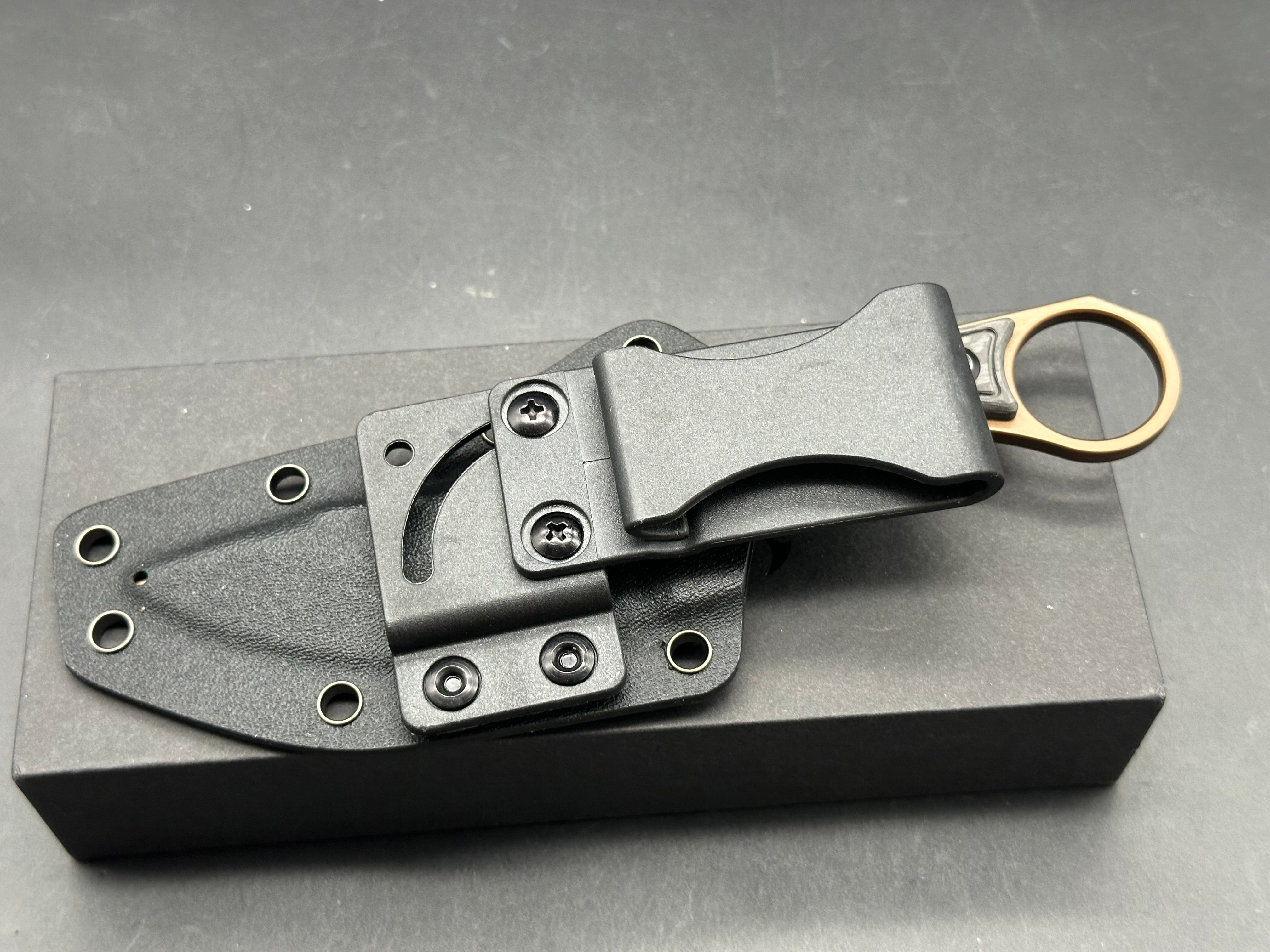 KANSEPT NIKO TWILL CARBON FIBER HANDLE (3.54''ROSE GOLD COATED D2 BLADE )
