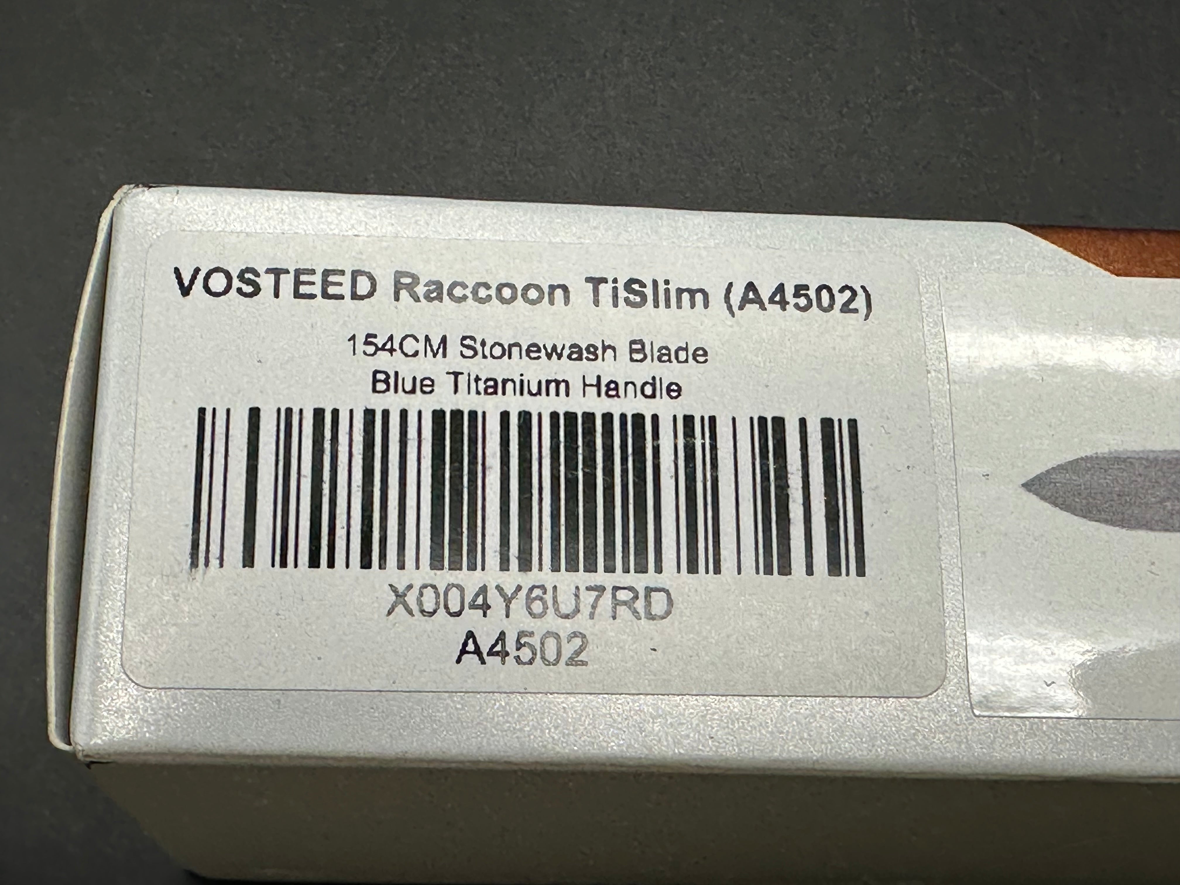 Vosteed Raccoon TiSlim 3.18" 154CM Stonewash Blade w/ Blue Titanium Scales