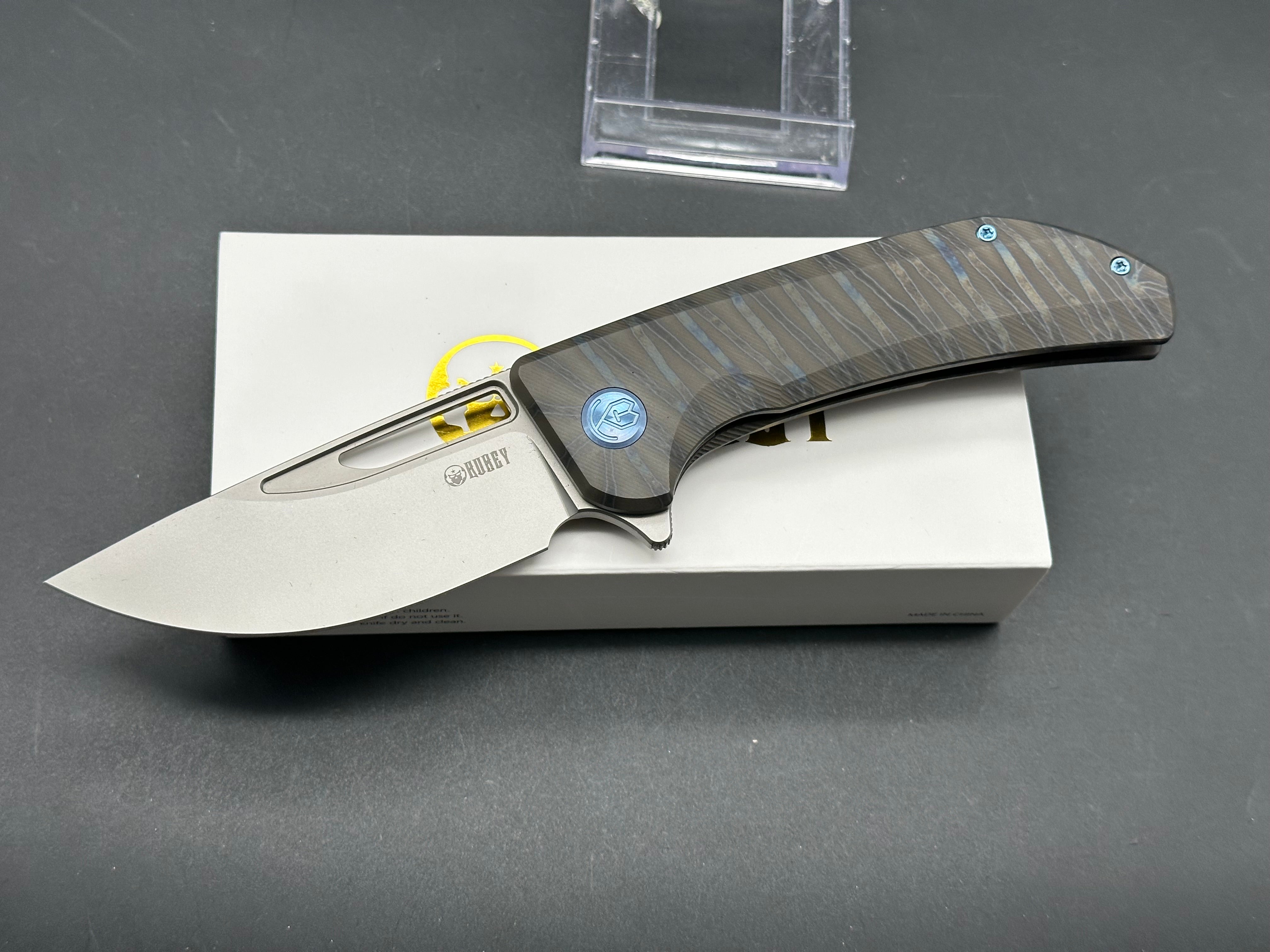 Hyperion Frame Lock Tactical Knife Flame 6AL4V Titanium Handle 3.5" Sandblast CPM-S35VN