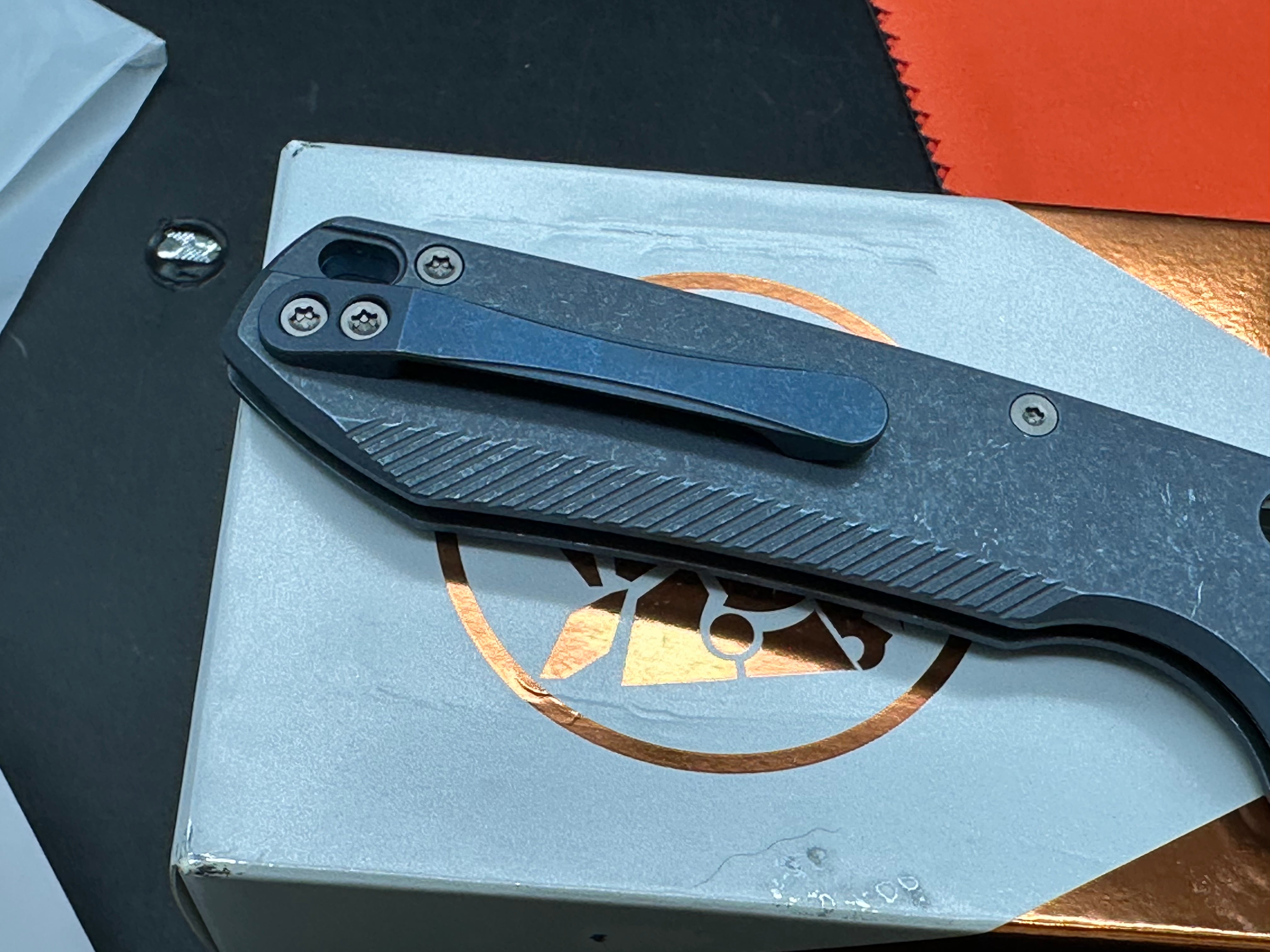 Vosteed Raccoon TiSlim 3.18" 154CM Stonewash Blade w/ Blue Titanium Scales
