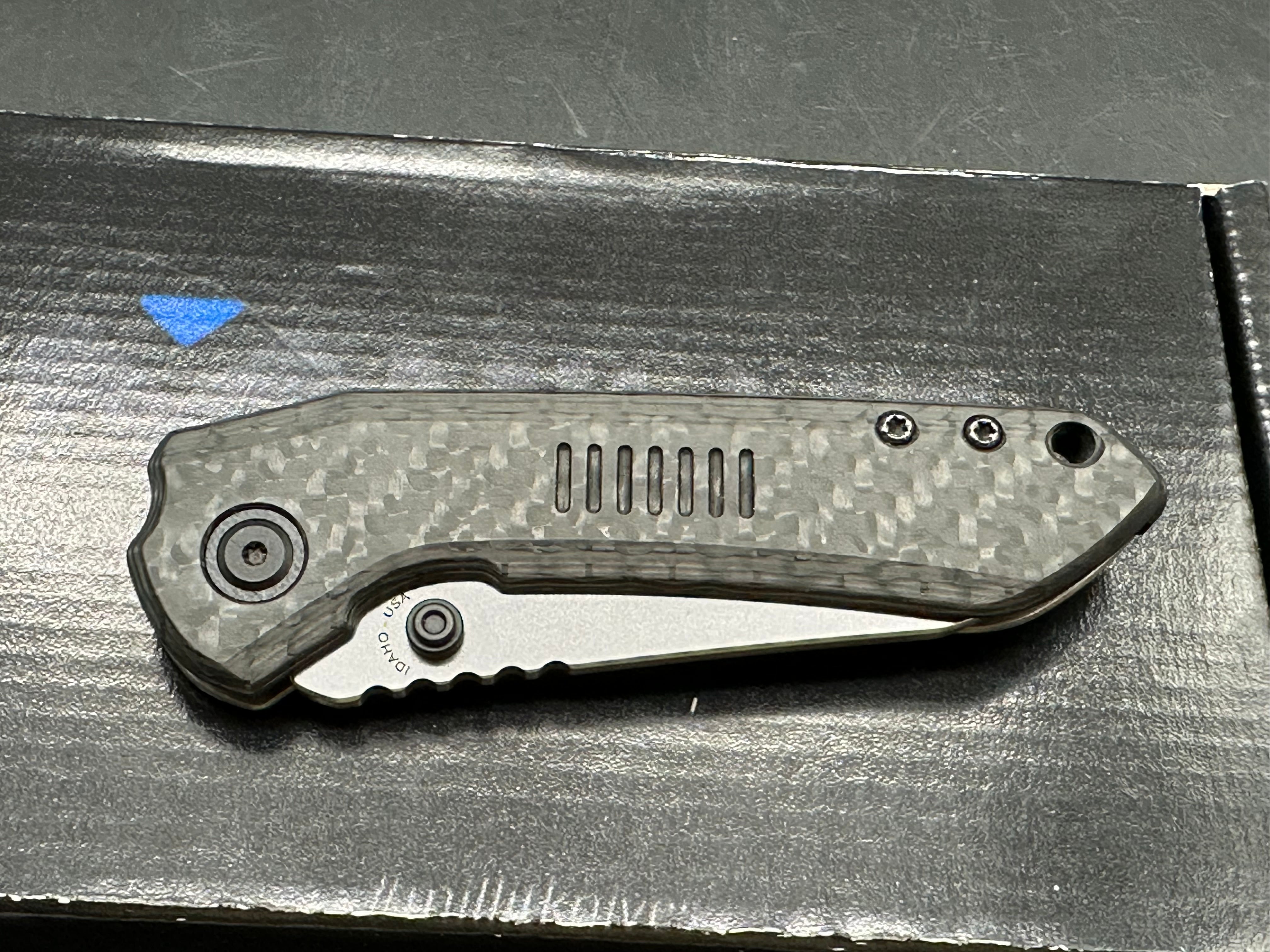 Millit / TJ Schwarz Overland, 3.17" MagnaCut Stonewash Blade with Carbon Fiber and Stonewash Titanium Frame Lock