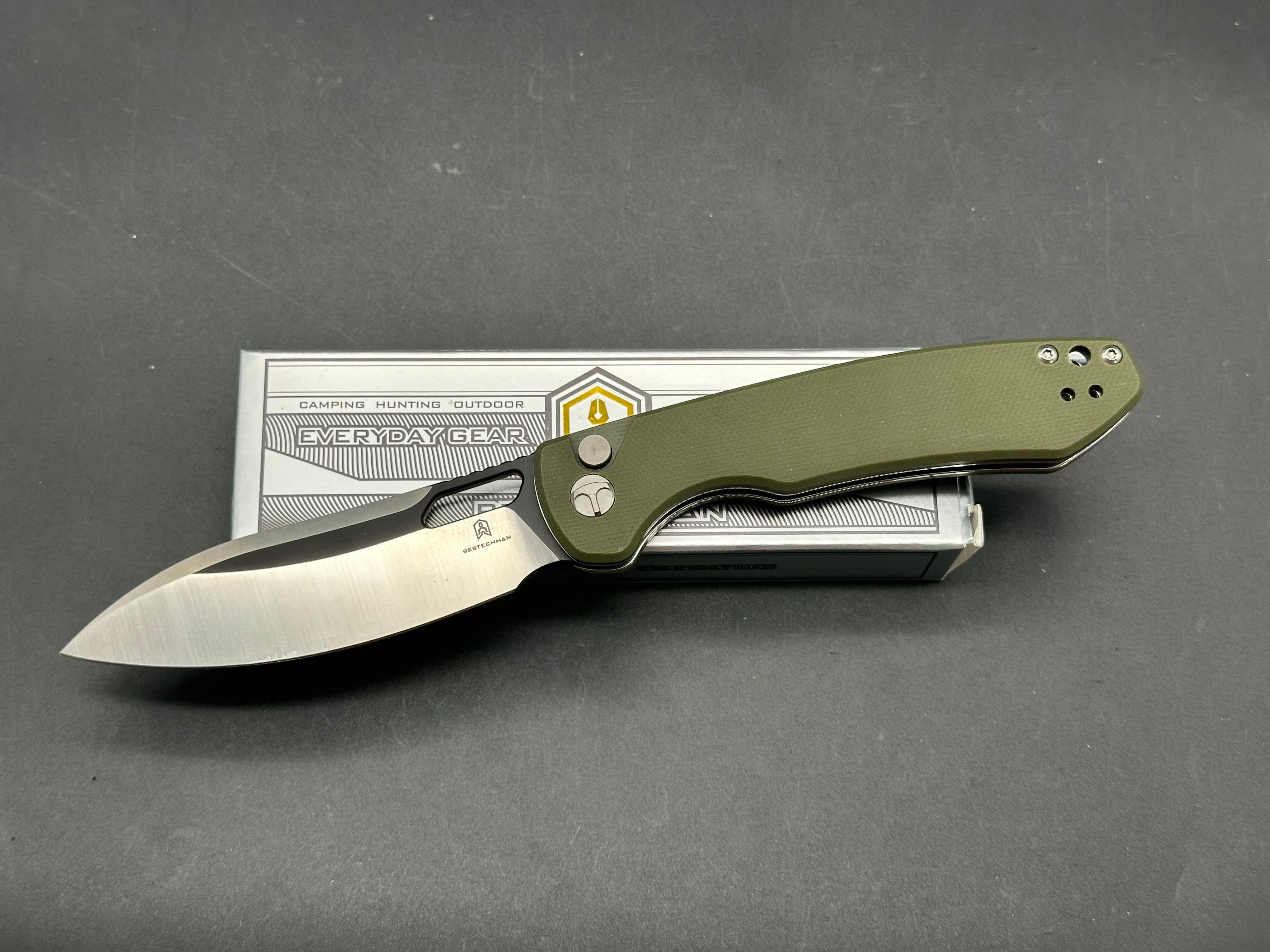 BESTECHMAN FIREBIRD FOLDING KNIFE GREEN G10 HANDLE D2 PLAIN EDGE