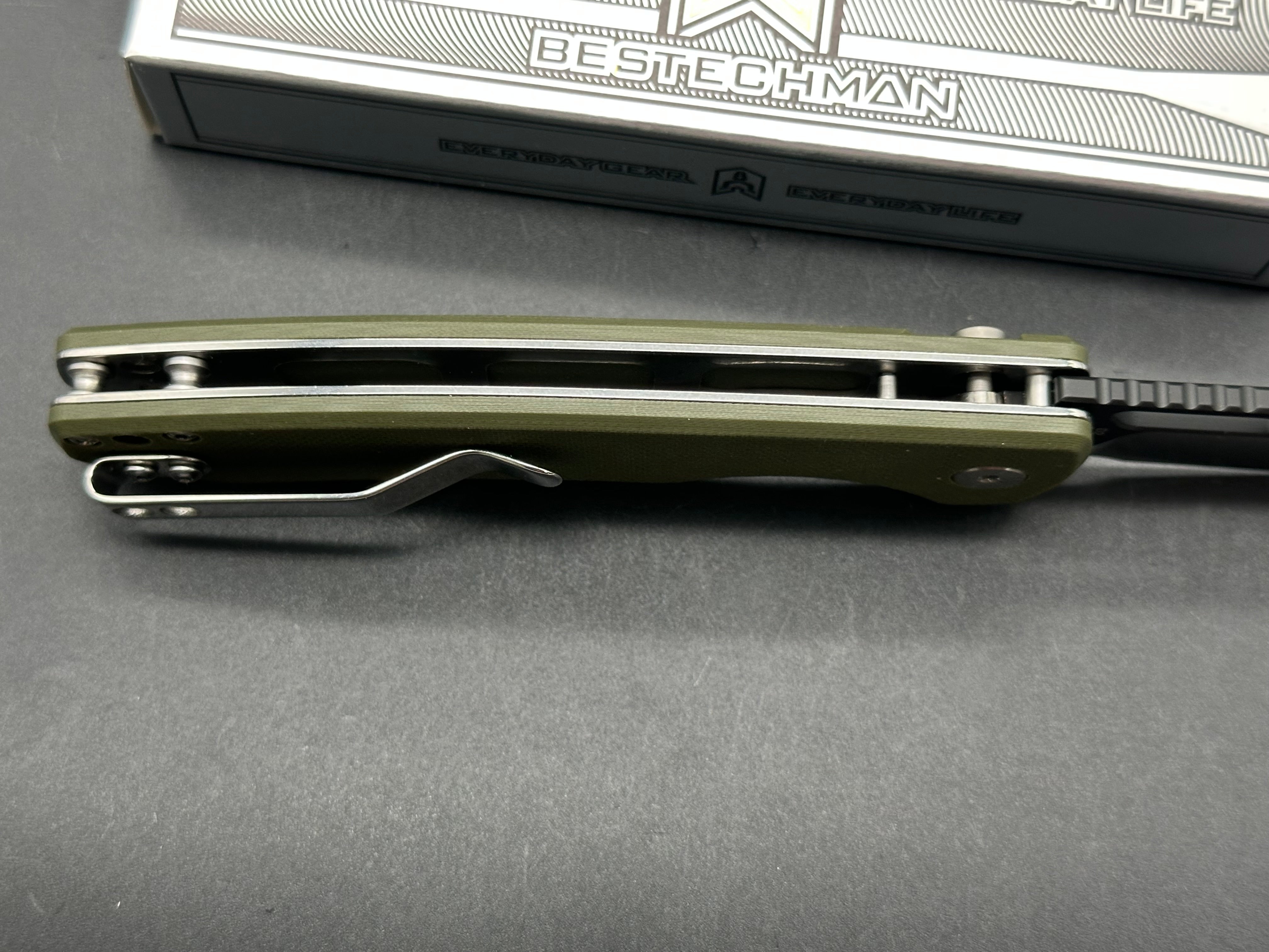 BESTECHMAN FIREBIRD FOLDING KNIFE GREEN G10 HANDLE D2 PLAIN EDGE