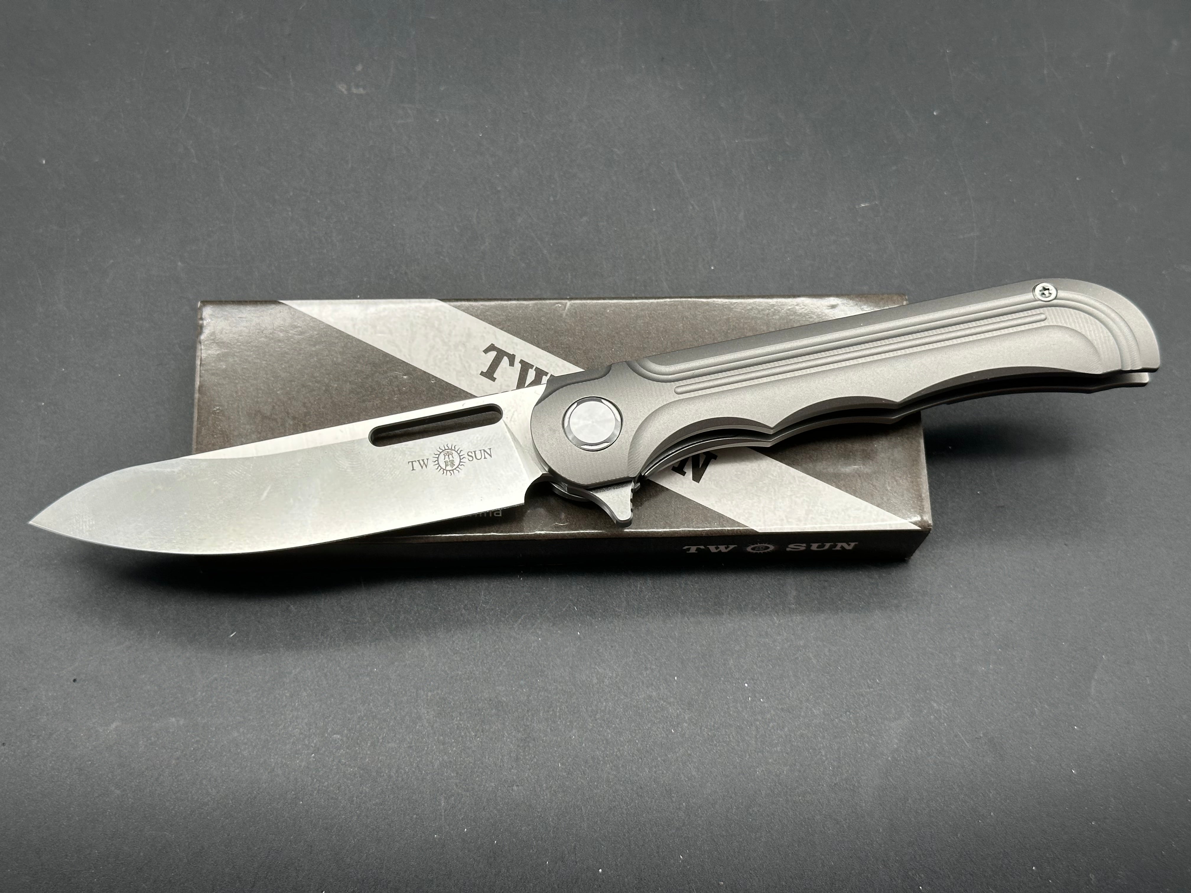 TwoSun TS166-D2 Titanium Handle D2 Plain Edge