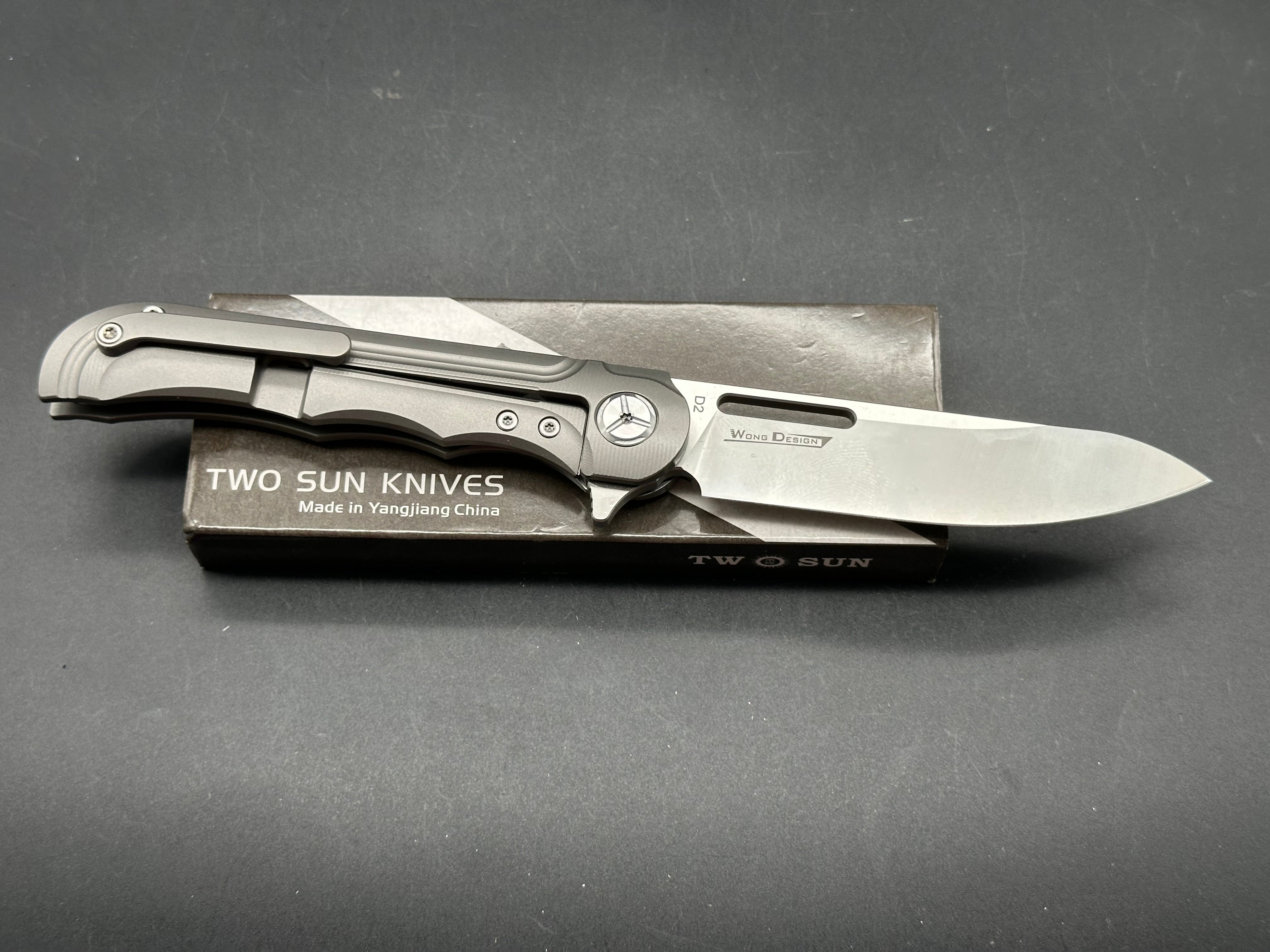 TwoSun TS166-D2 Titanium Handle D2 Plain Edge