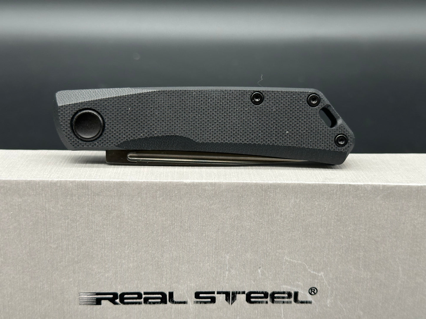 Real Steel Luna Lux Slip Joint G10 Back Spring knives (2.76" Black DLC Coating K110 Blade) G10 Handle