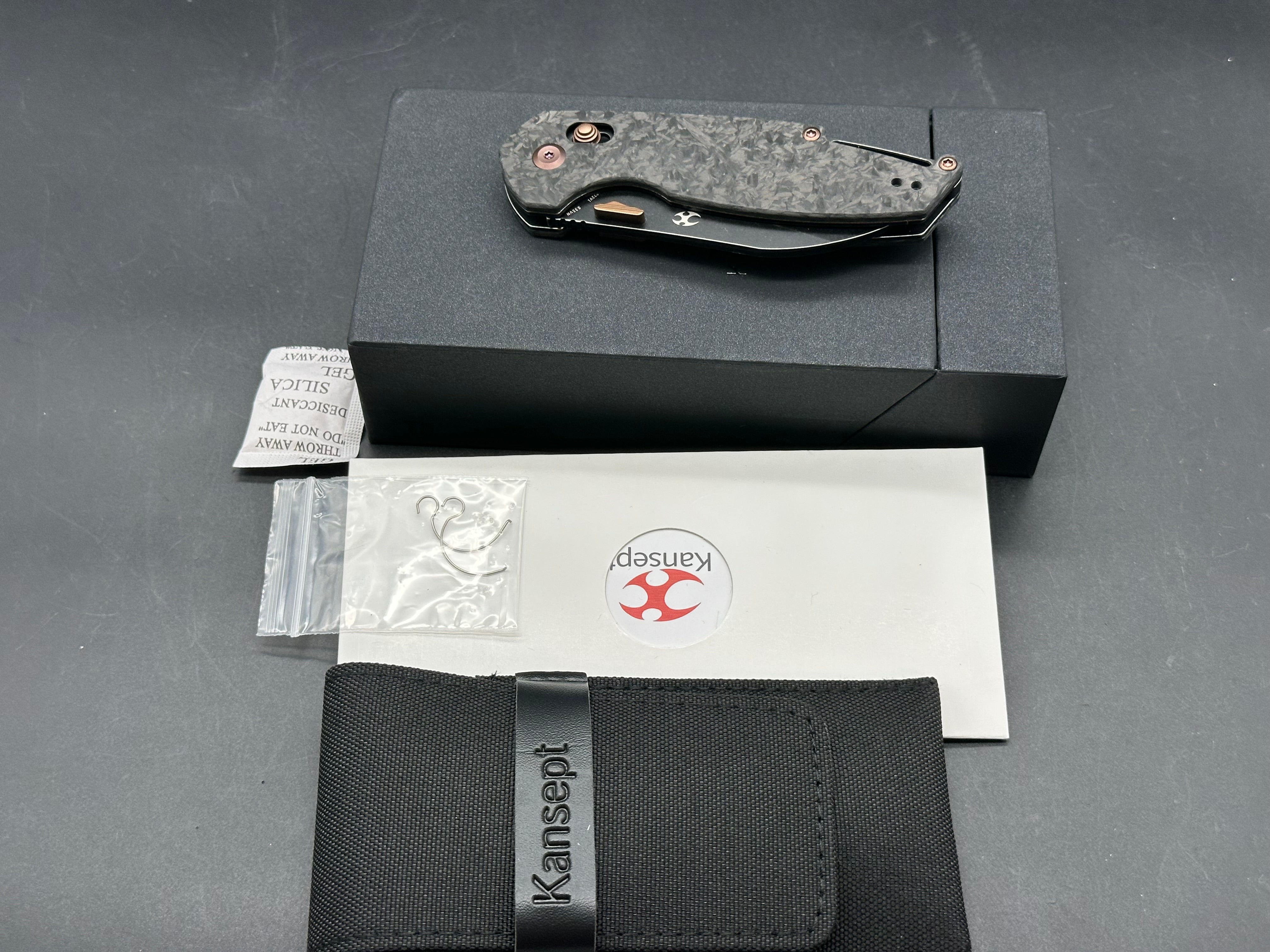 KANSEPT MODEL 6 CROSSBAR LOCK KNIFE SHRED CARBON FIBER HANDLE (3.1'' CPM S35VN BLADE)