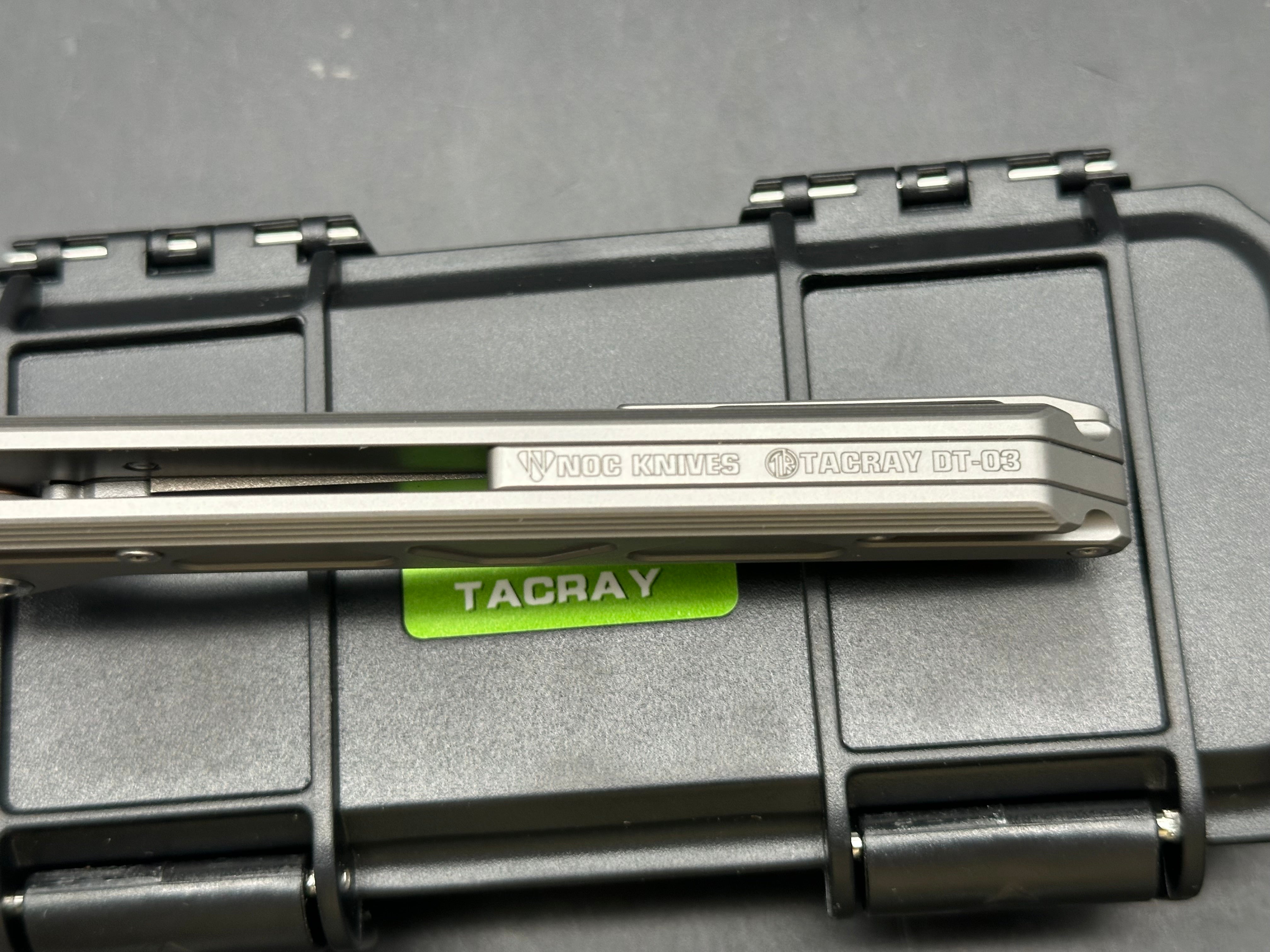 Tacray DT-03, 3.75" VG10 Sheepsfoot Blade that has 4.2" of Cutting Edge with Gray Bead Blasted Titanium Scales