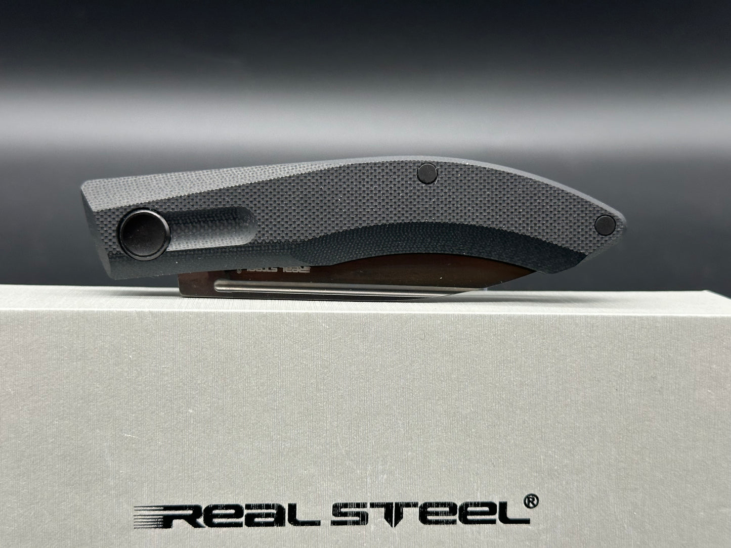 Real Steel Stella Lux Slip Joint G10 Back Spring knives (2.95" Black DLC Coating K110 Blade) G10 Handle