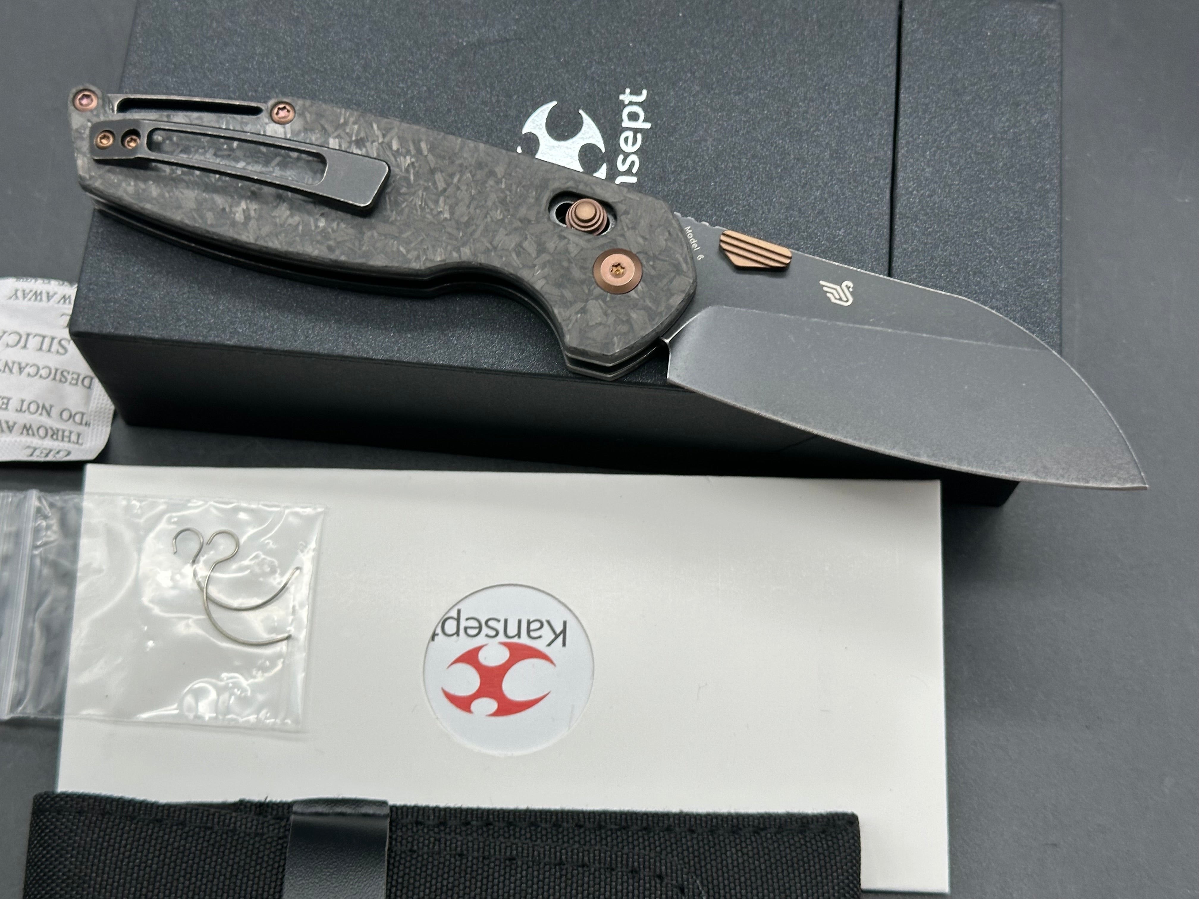 KANSEPT MODEL 6 CROSSBAR LOCK KNIFE SHRED CARBON FIBER HANDLE (3.1'' CPM S35VN BLADE)