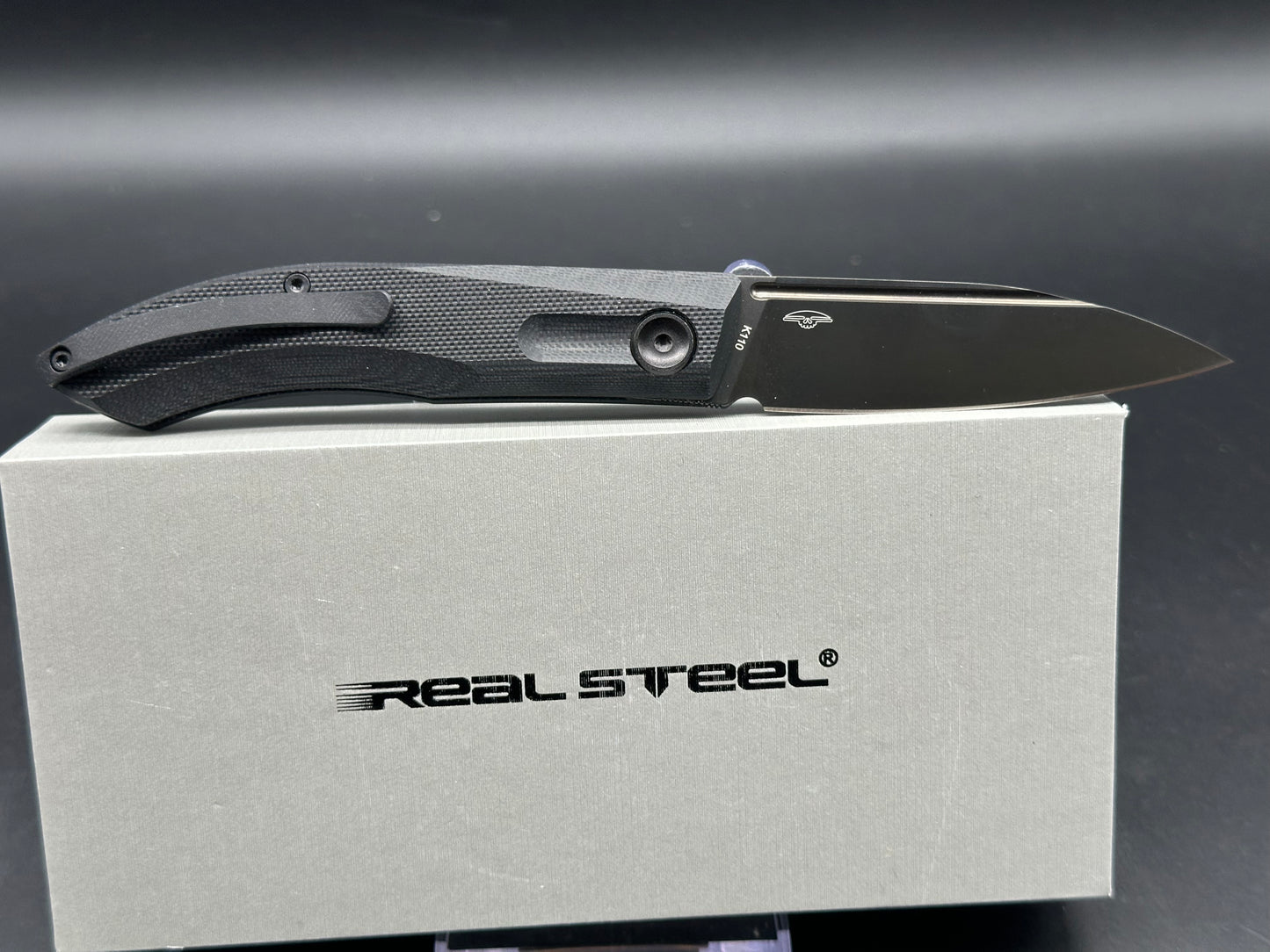 Real Steel Stella Lux Slip Joint G10 Back Spring knives (2.95" Black DLC Coating K110 Blade) G10 Handle