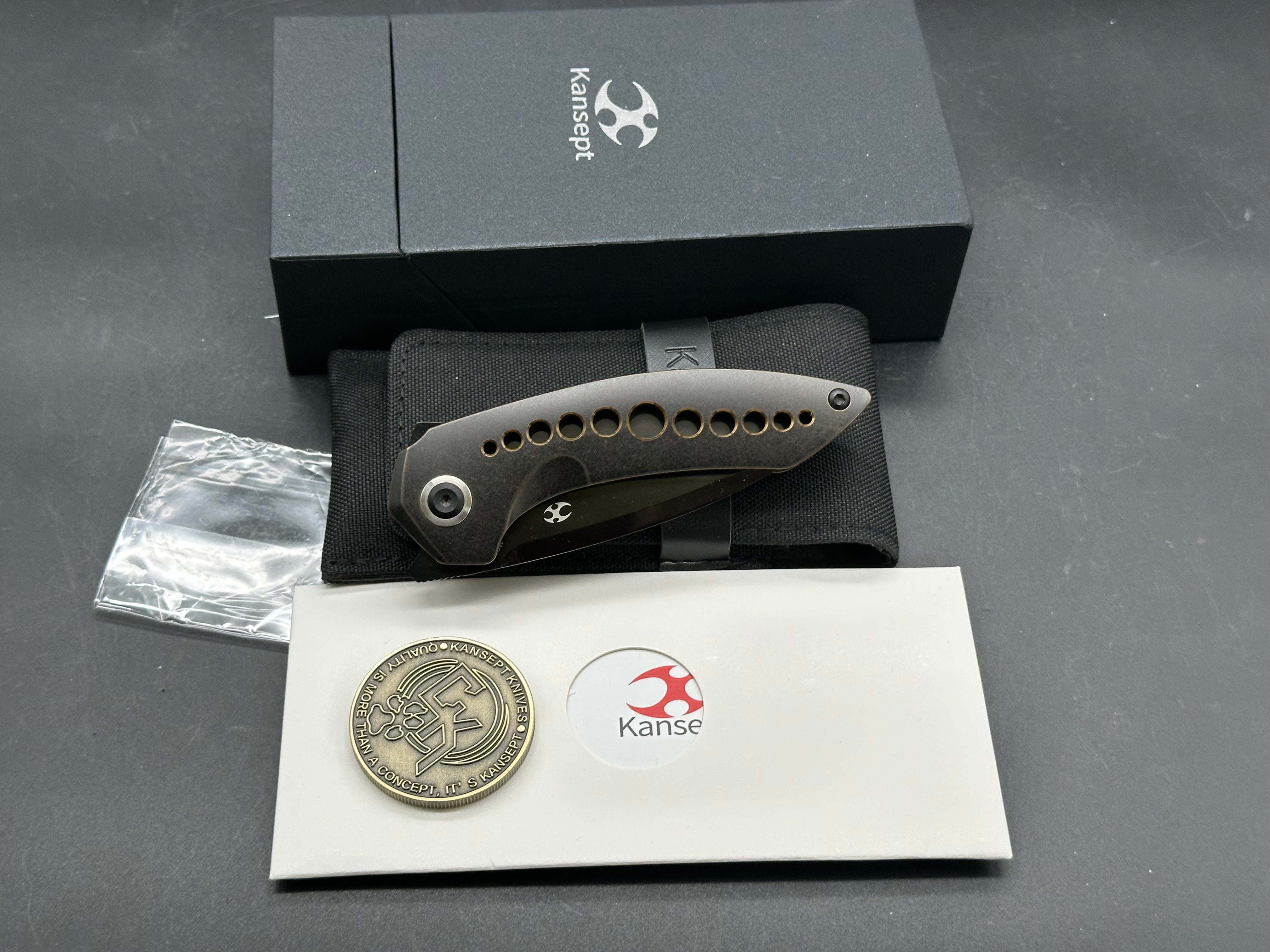 ODD 21 FRAME LOCK BLACKWASH TITANIUM W/ BRONZE HOLES HANDLE (3.08'' MIRROR DLC CPM20CV