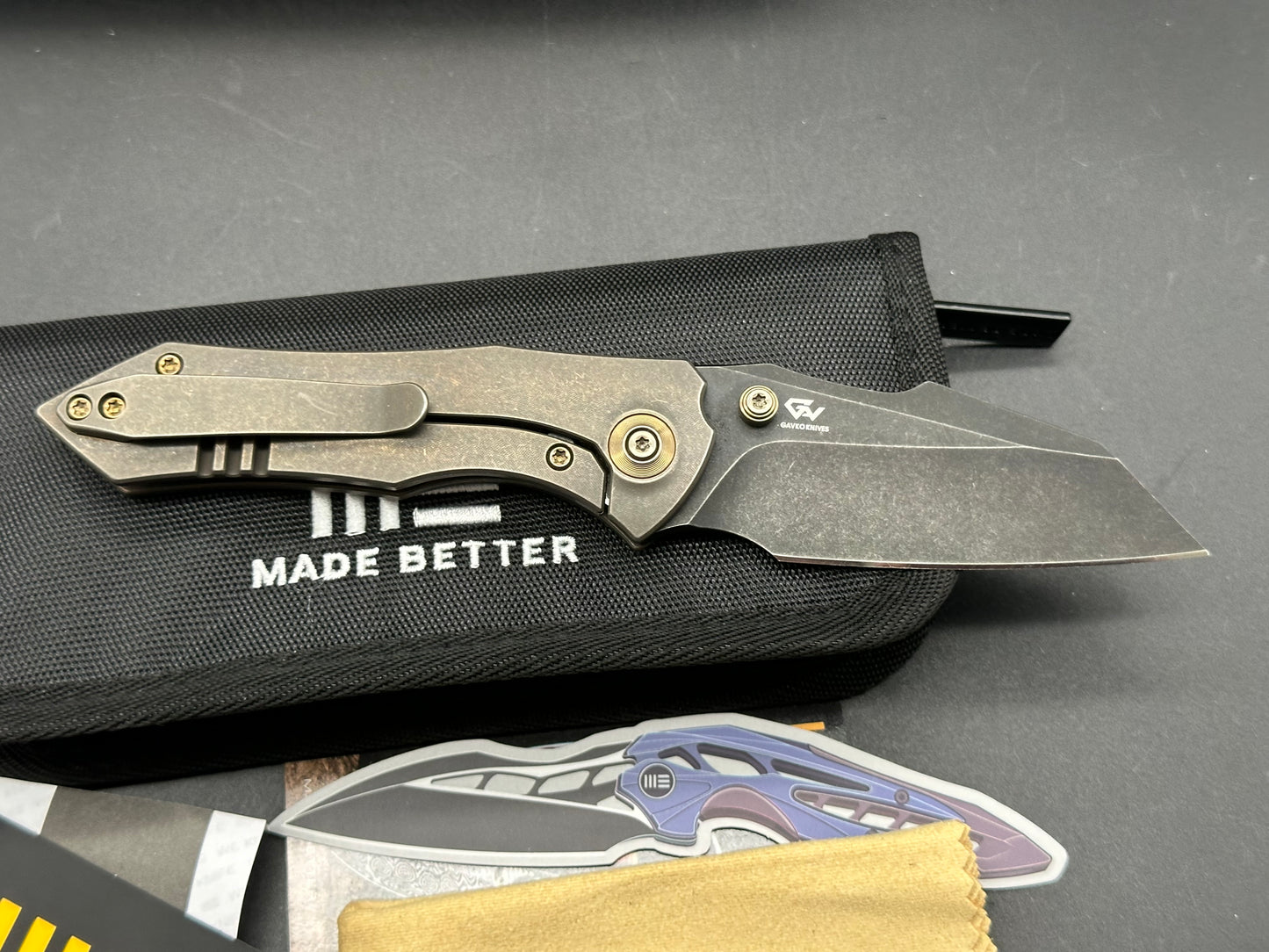 WE Knife Co. High-Fin Frame Lock Knife Bronze Titanium