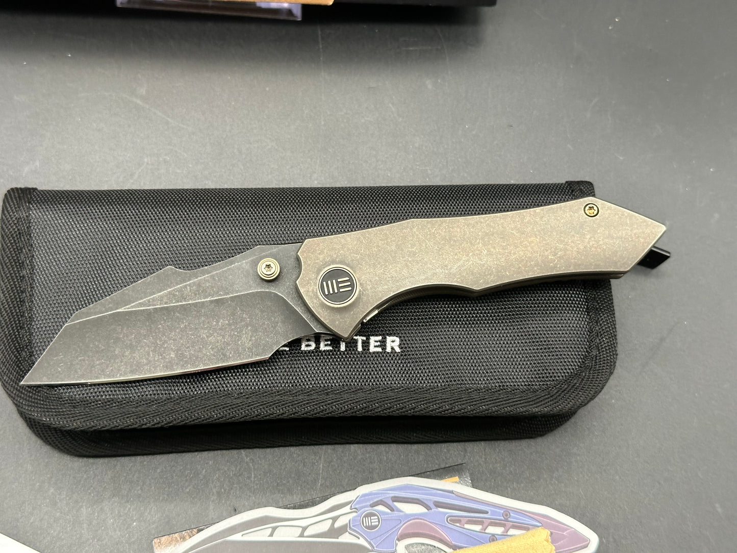 WE Knife Co. High-Fin Frame Lock Knife Bronze Titanium