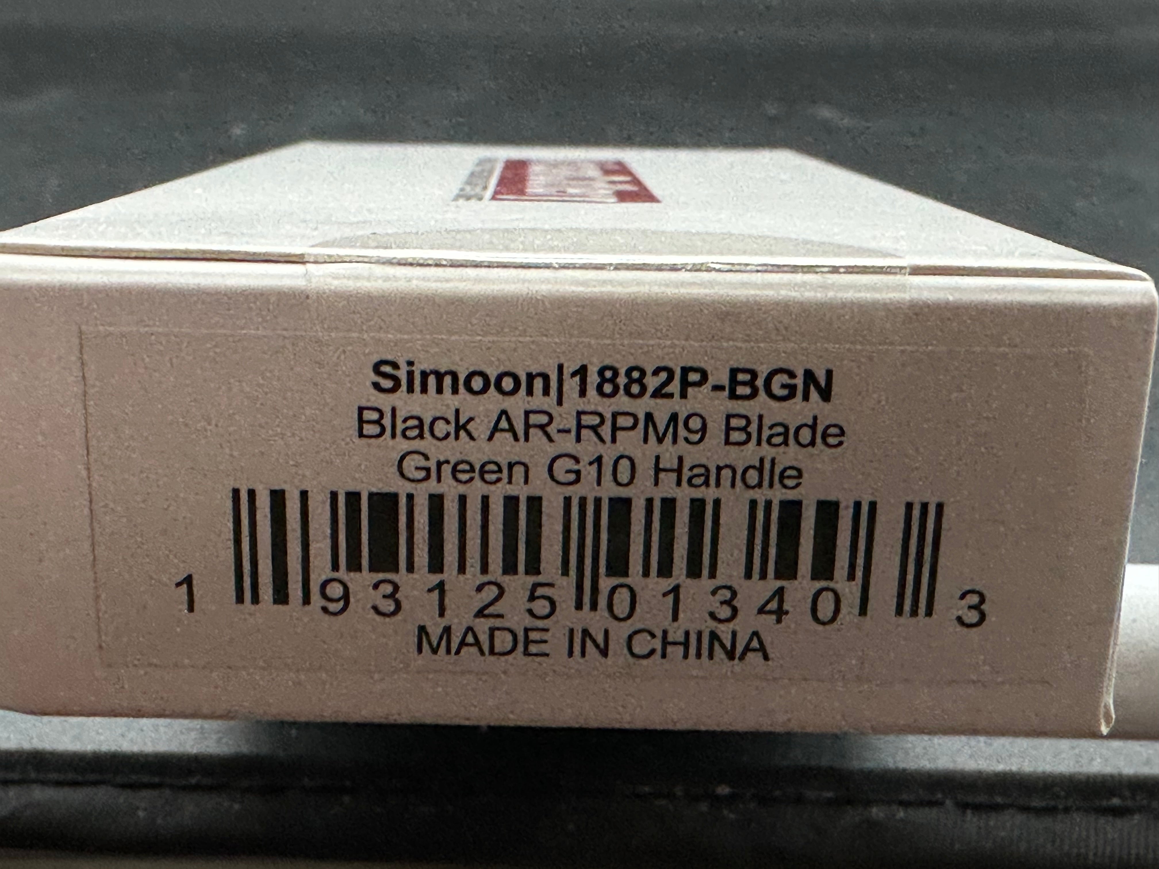 ARTISAN CUTLERY SIMOON BLACK AR-RPM9 STEEL BLADE GREEN G10 HANDLE